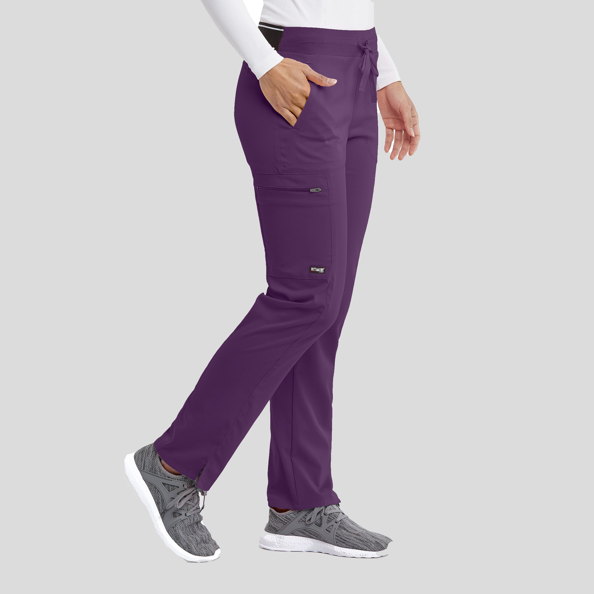 Kim 3-Pocket Mid-Rise Straight Leg Scrub Pant | Eggplant