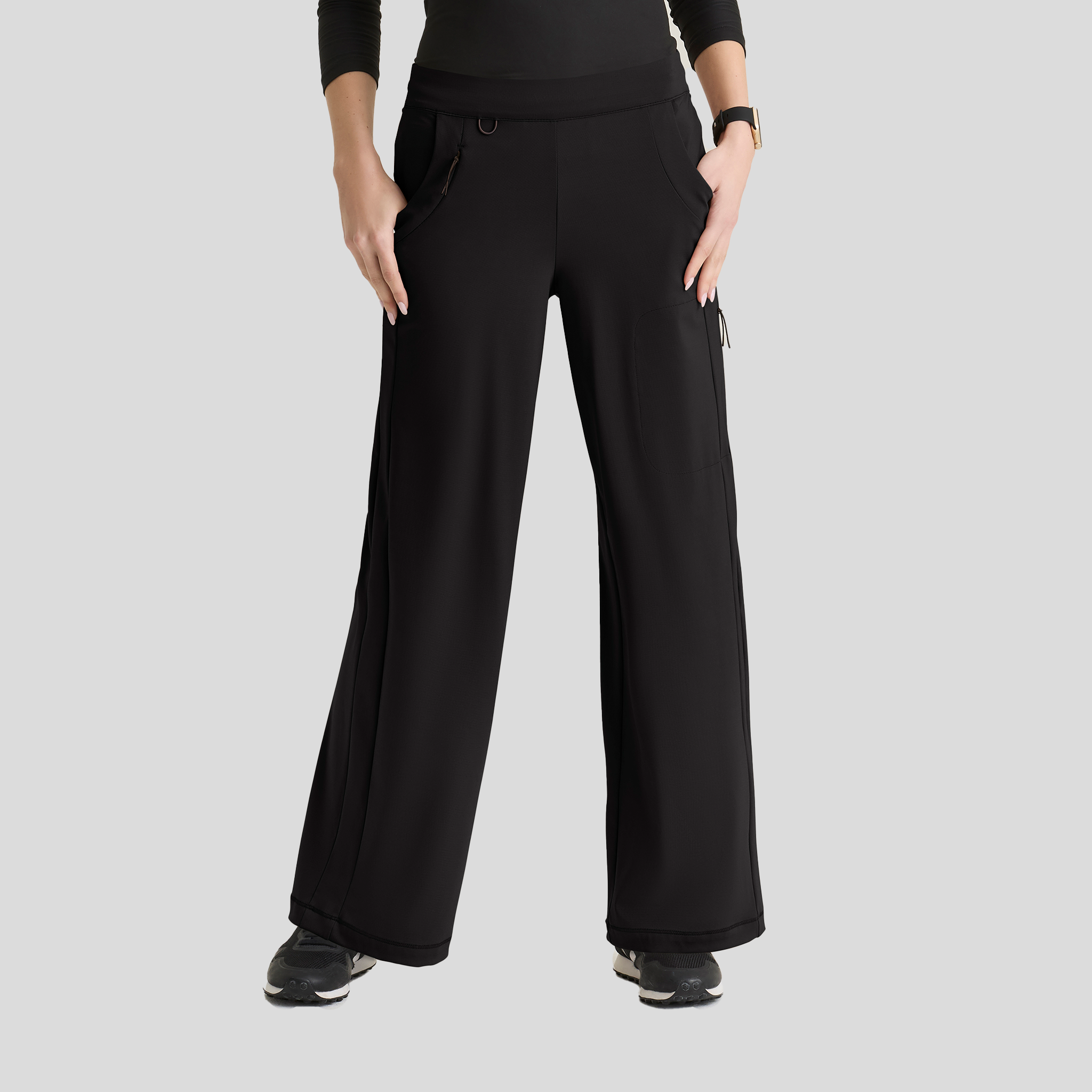 Crystal 7-Pocket Elastic Waistband Wide Leg Pant | Black