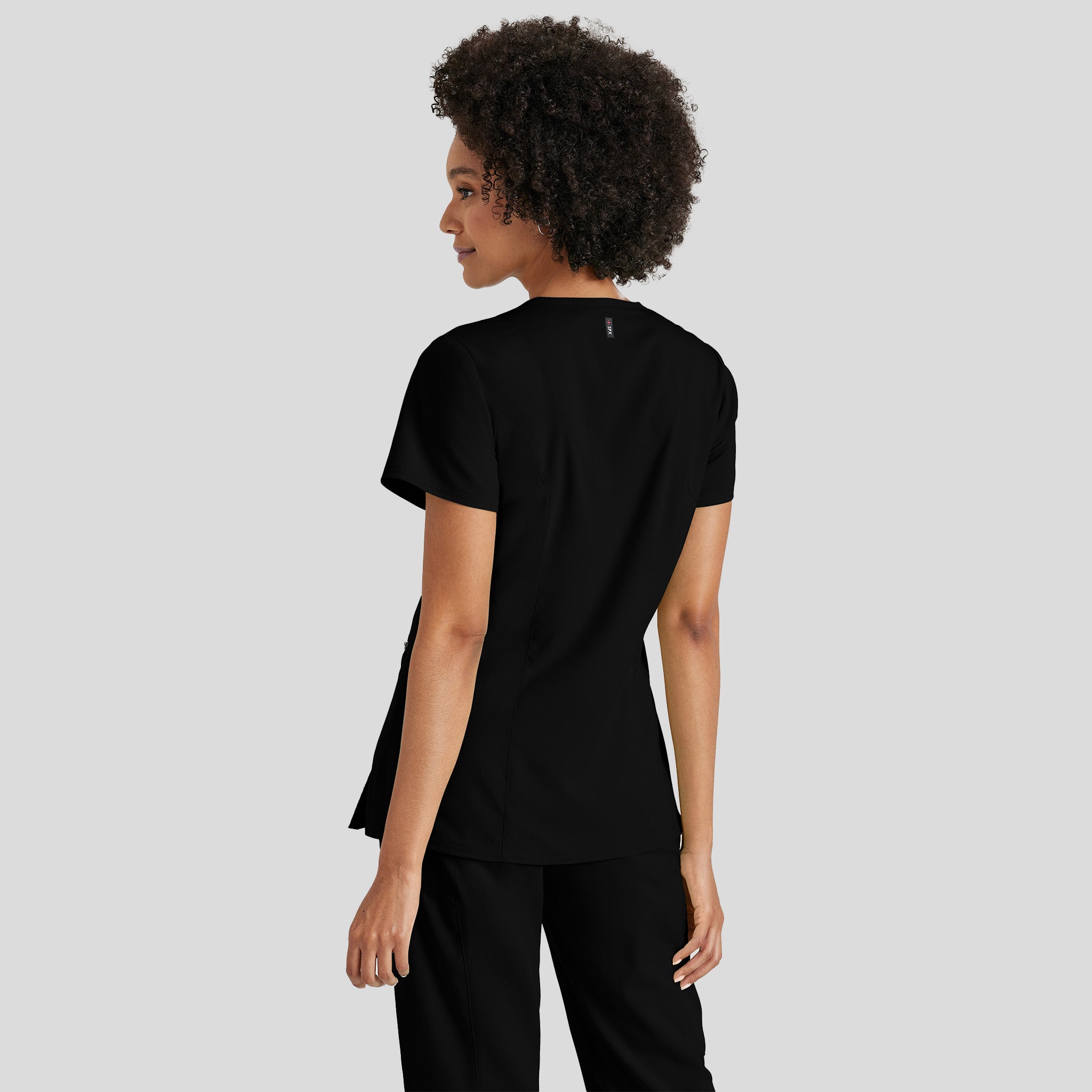 Kim 3-Pocket Crossover V-Neck Scrub Top | Black