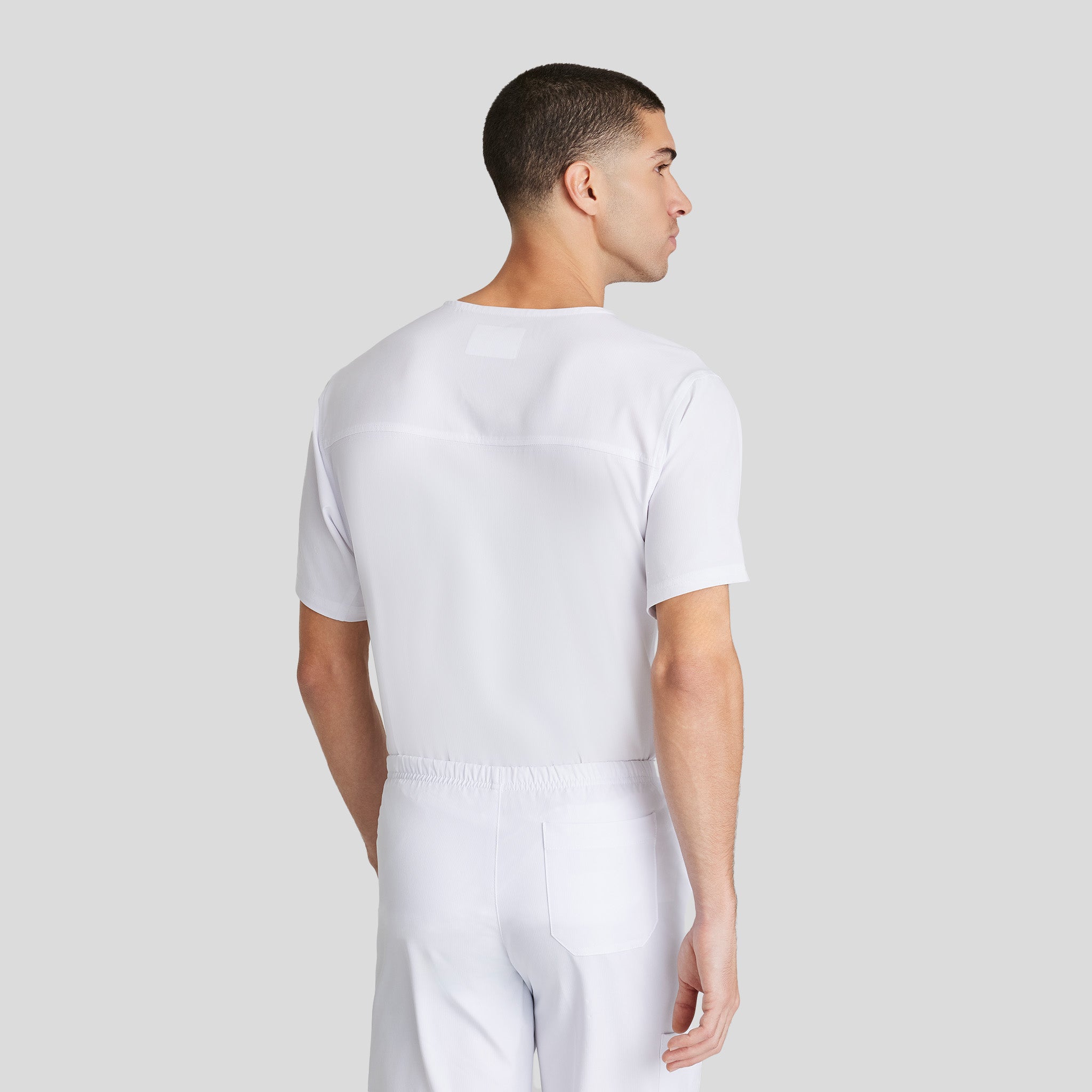 Men's Structure 1-Pocket V-Neck Scrub Top | White