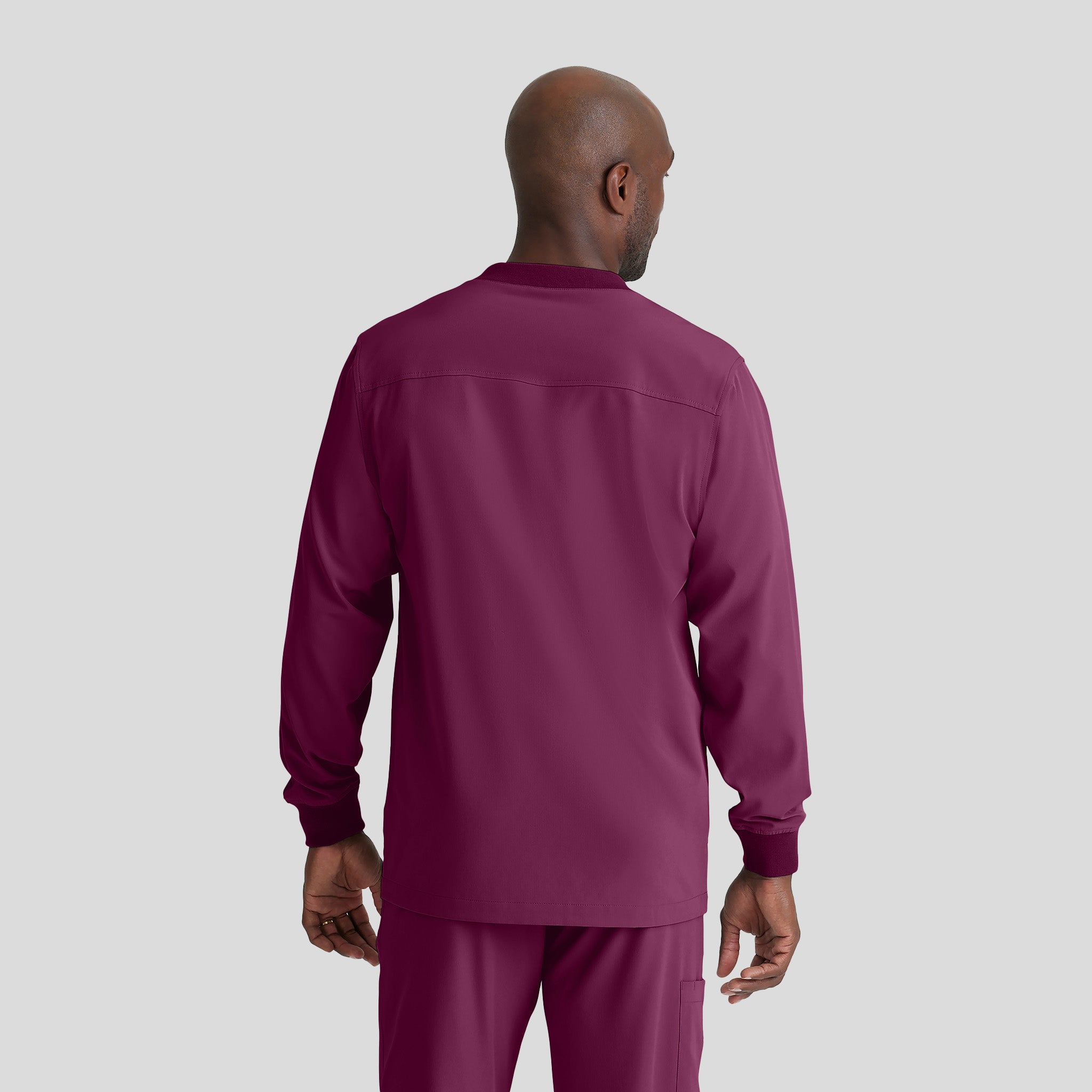 Men's Structure 3-Pocket Crewneck Warmup Scrub Jacket | Wine