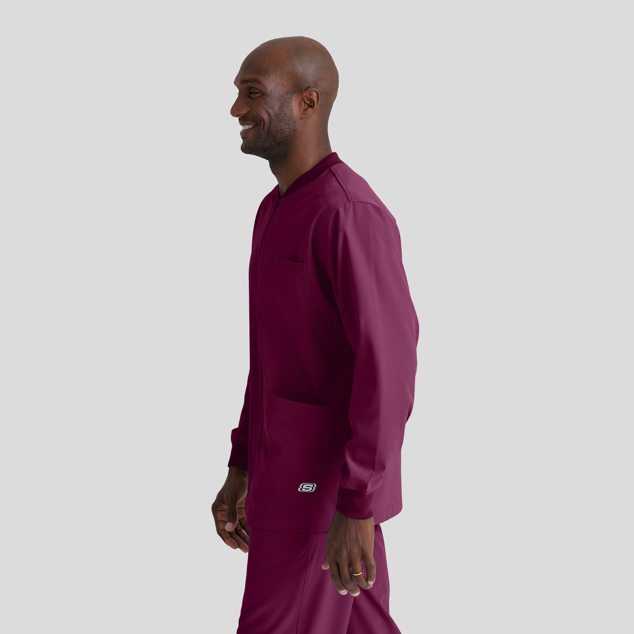Men's Structure 3-Pocket Crewneck Warmup Scrub Jacket | Wine
