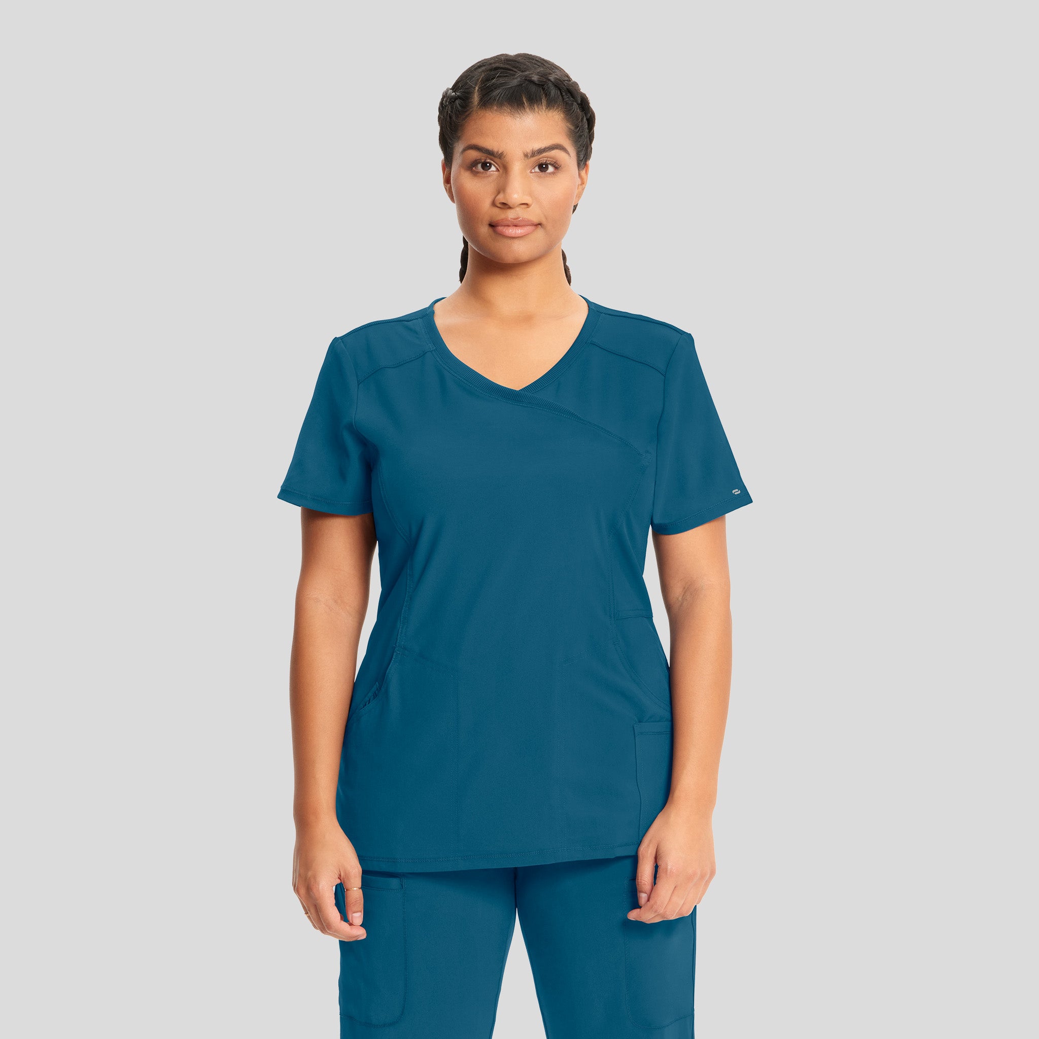 Infinity Mock Wrap Solid Scrub Top | Caribbean