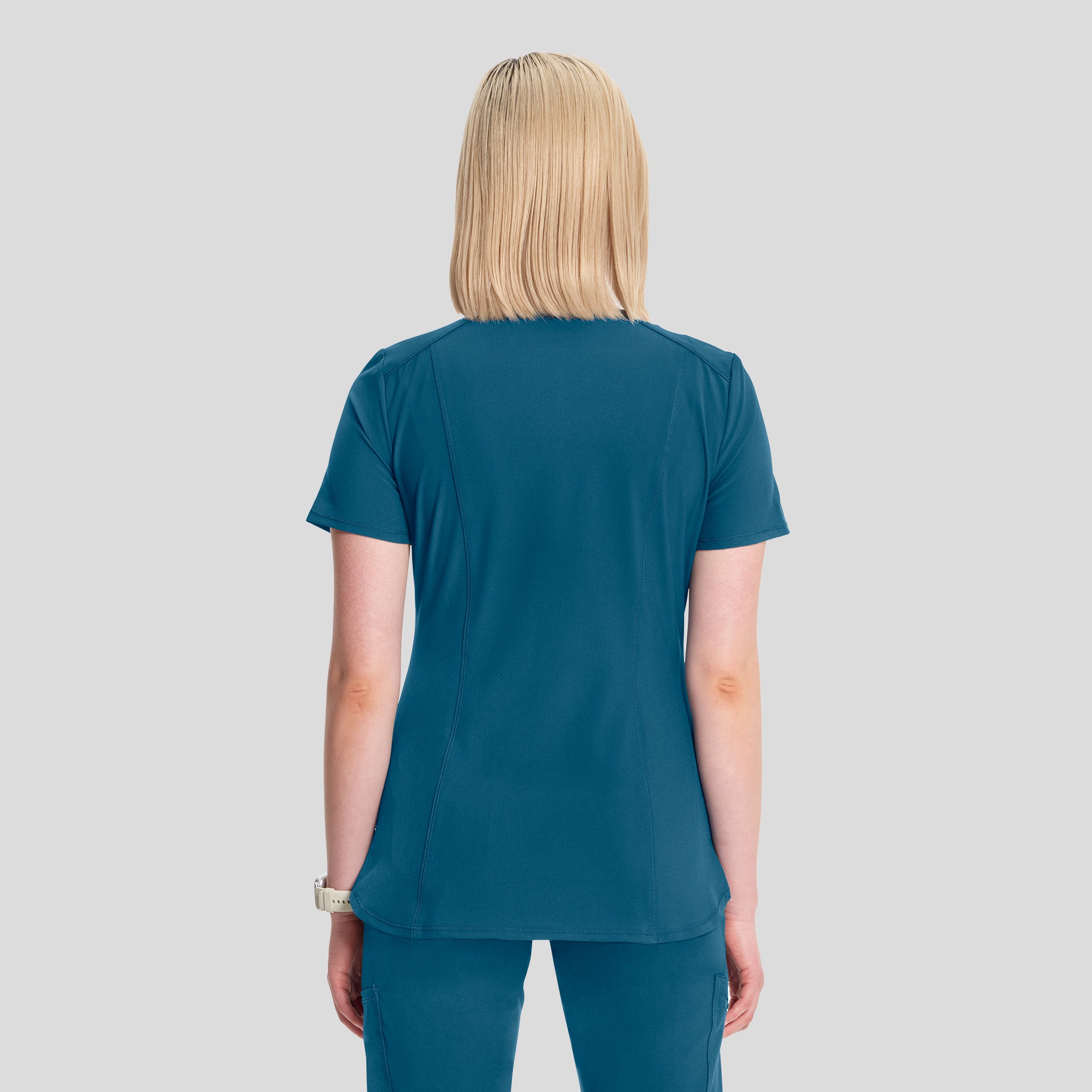 Infinity V-Neck Solid Scrub Top | Caribbean