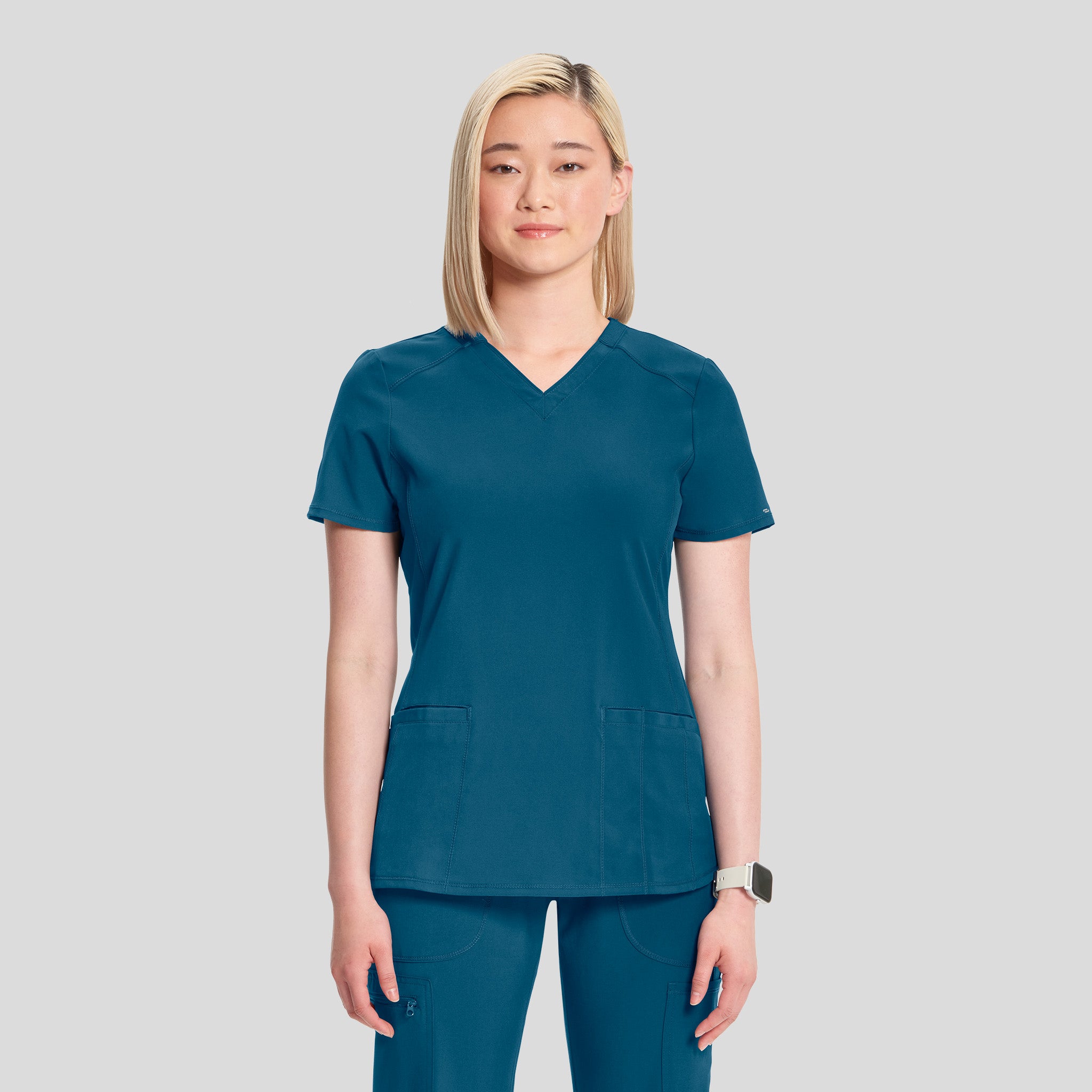 Infinity V-Neck Solid Scrub Top | Caribbean