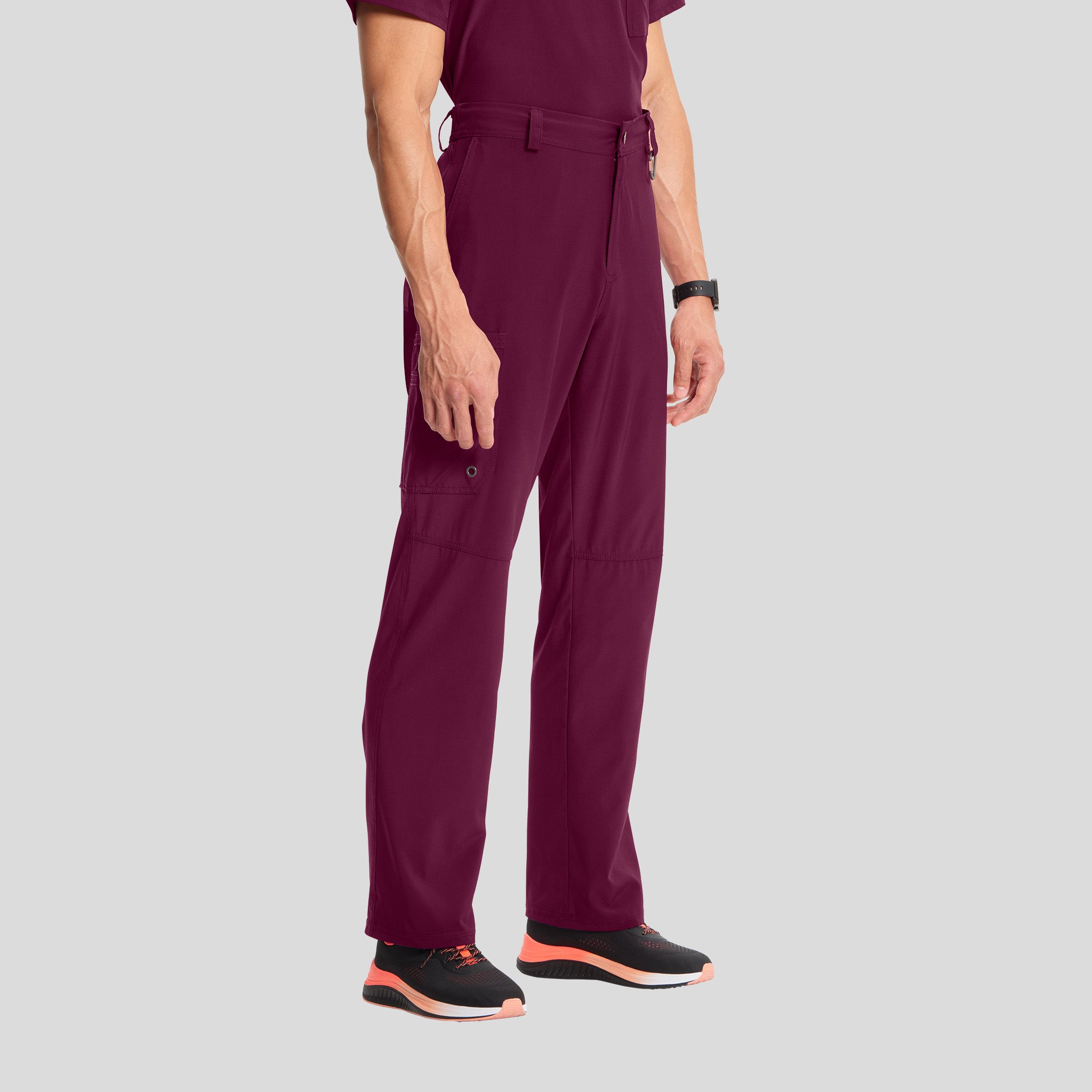 Men's Zip Fly Cargo Scrub Pant | Wine