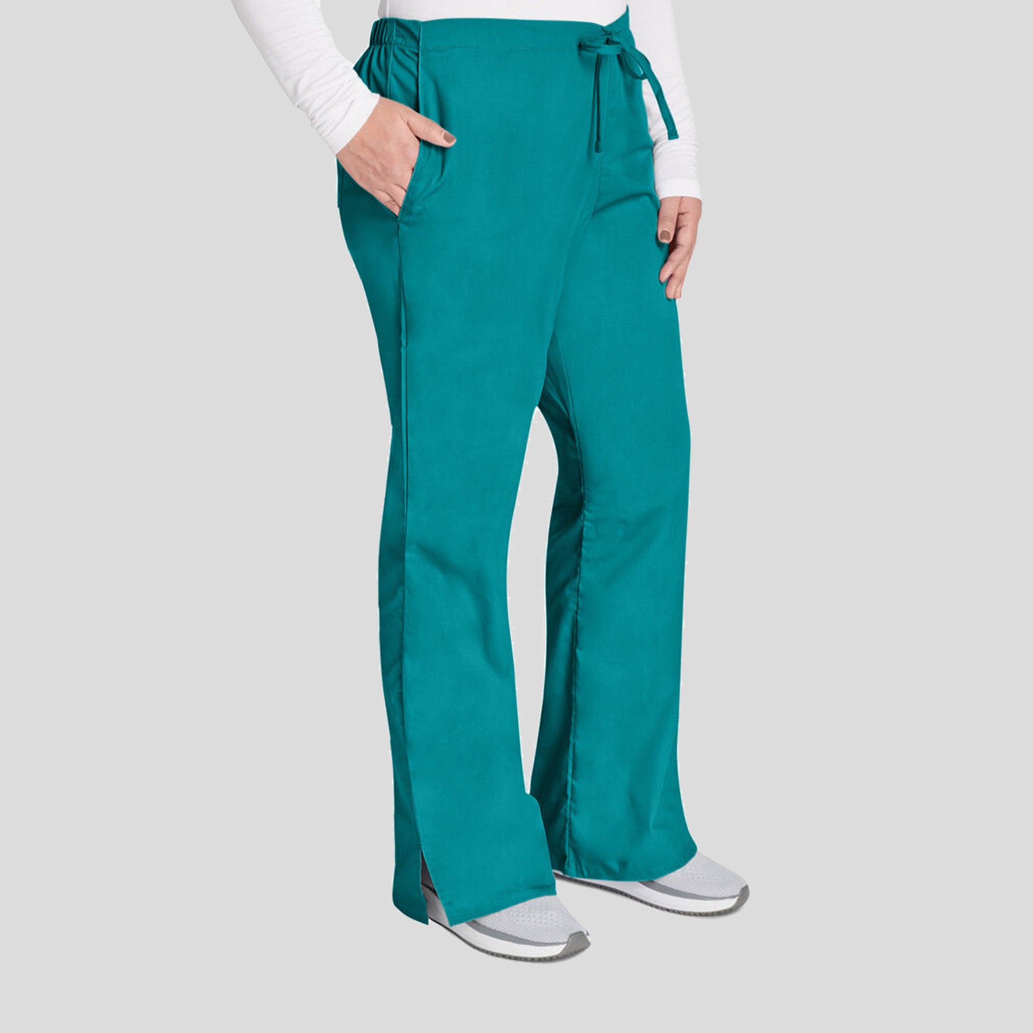 Natural Rise Flare Leg Drawstring Pant | Teal