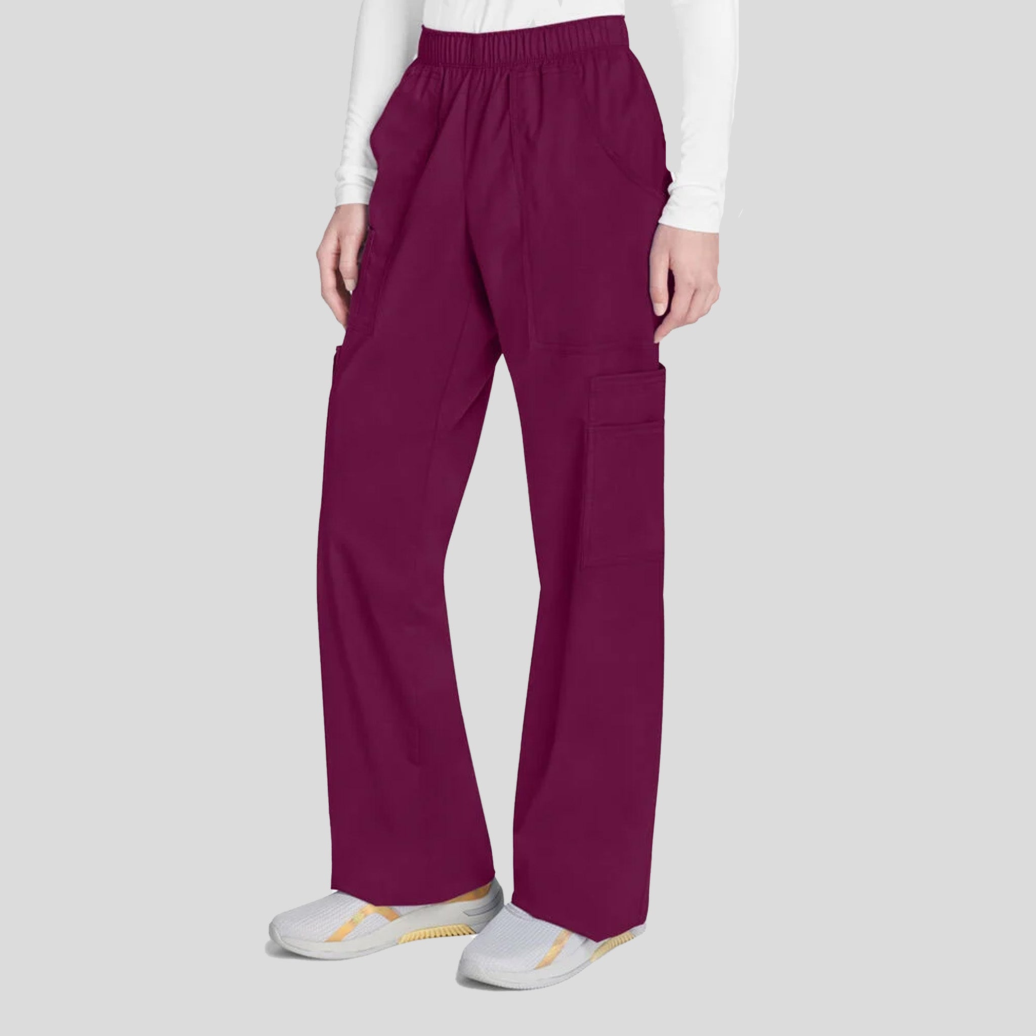 Elastic Waist Scrub Pant | Wine