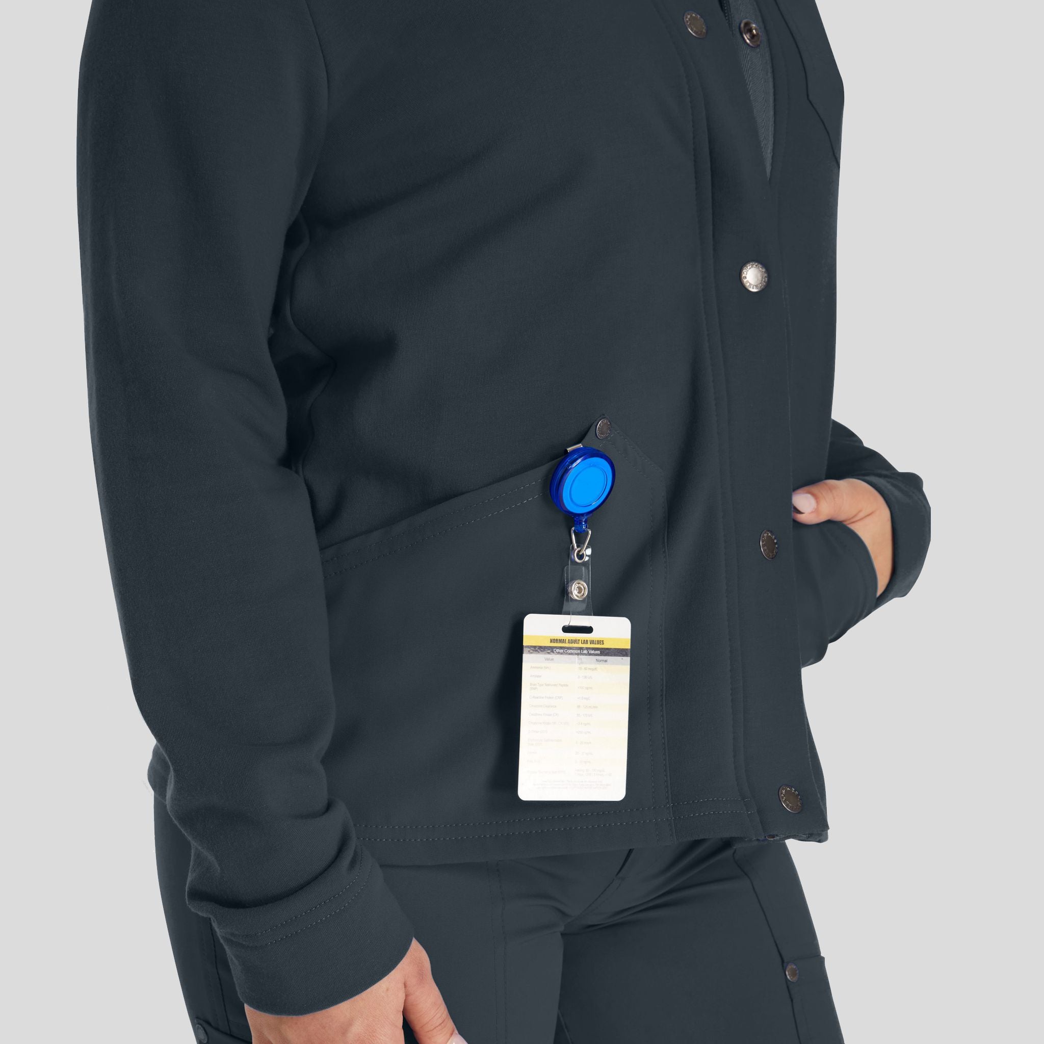 Women's Zip Front Fleece Scrub Jacket | Pewter