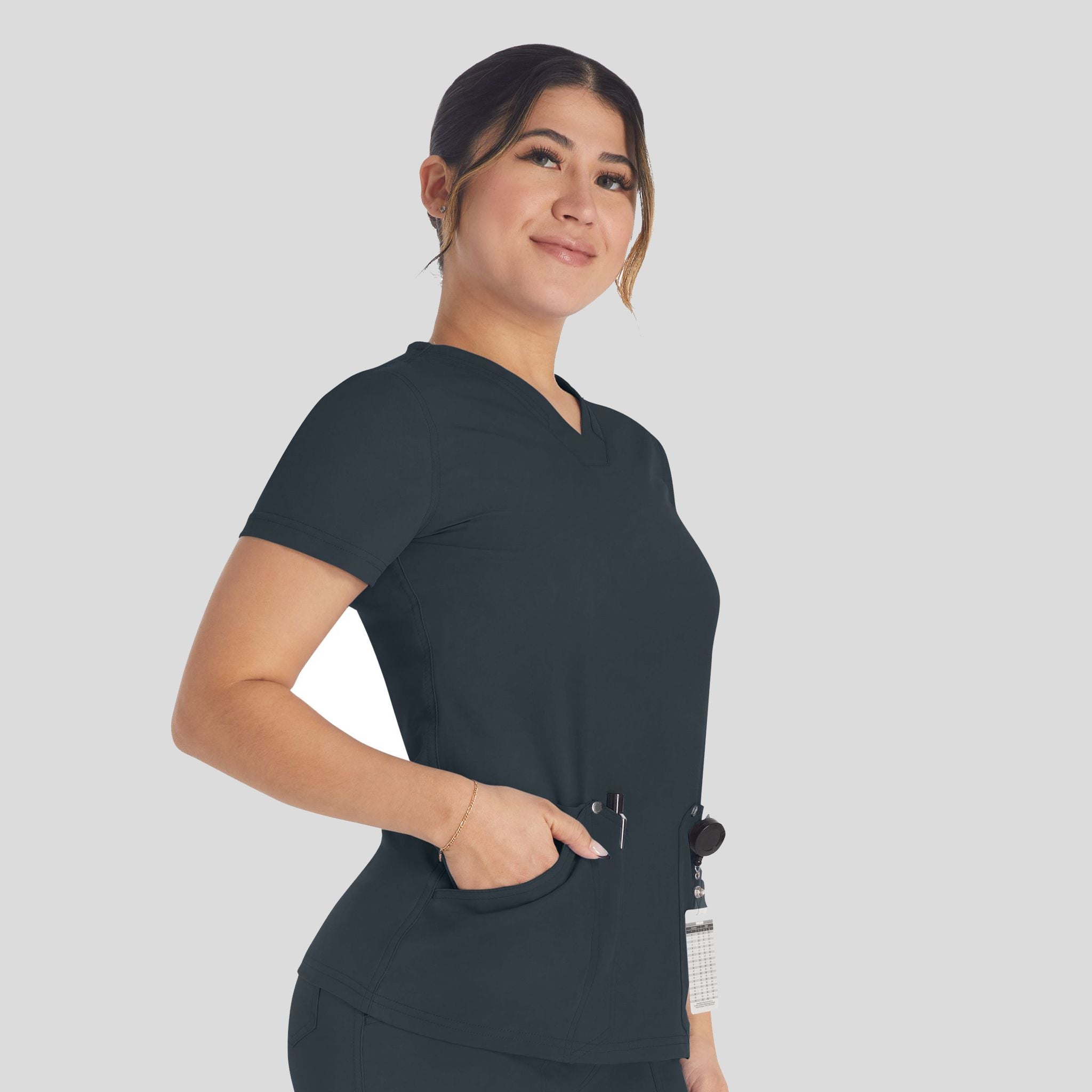 Women's V-Neck Scrub Top | Pewter
