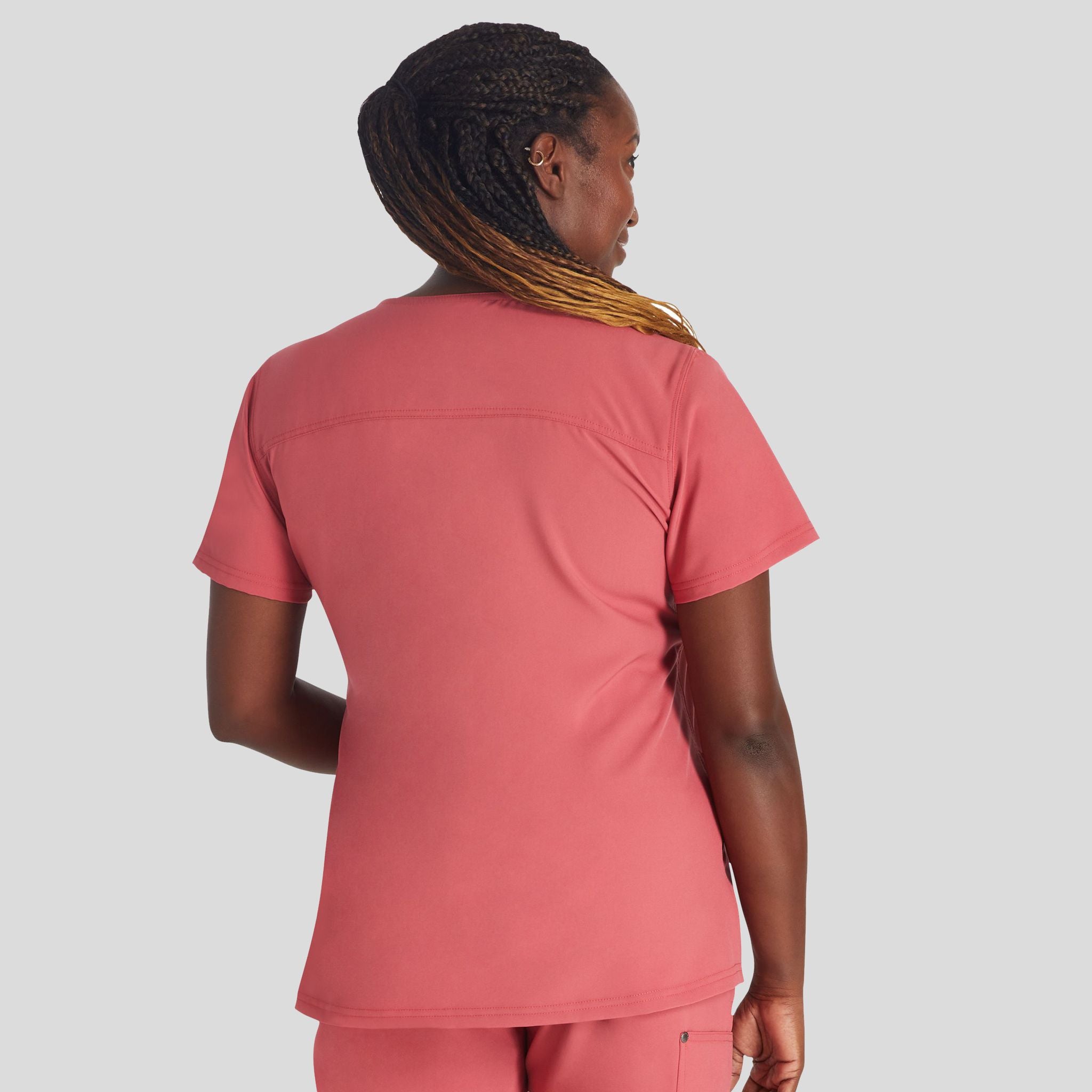 Women's V-Neck Scrub Top | Red Clay