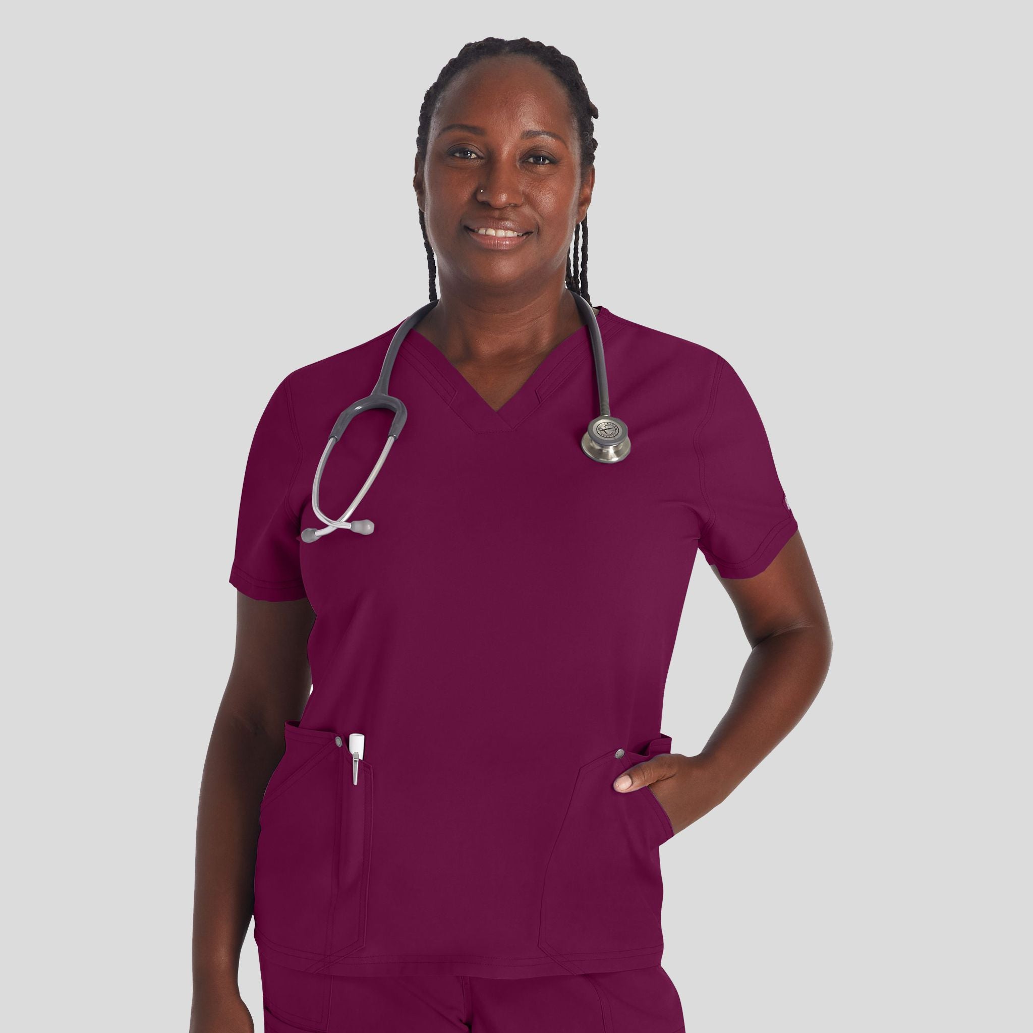 Women's V-Neck Scrub Top | Wine