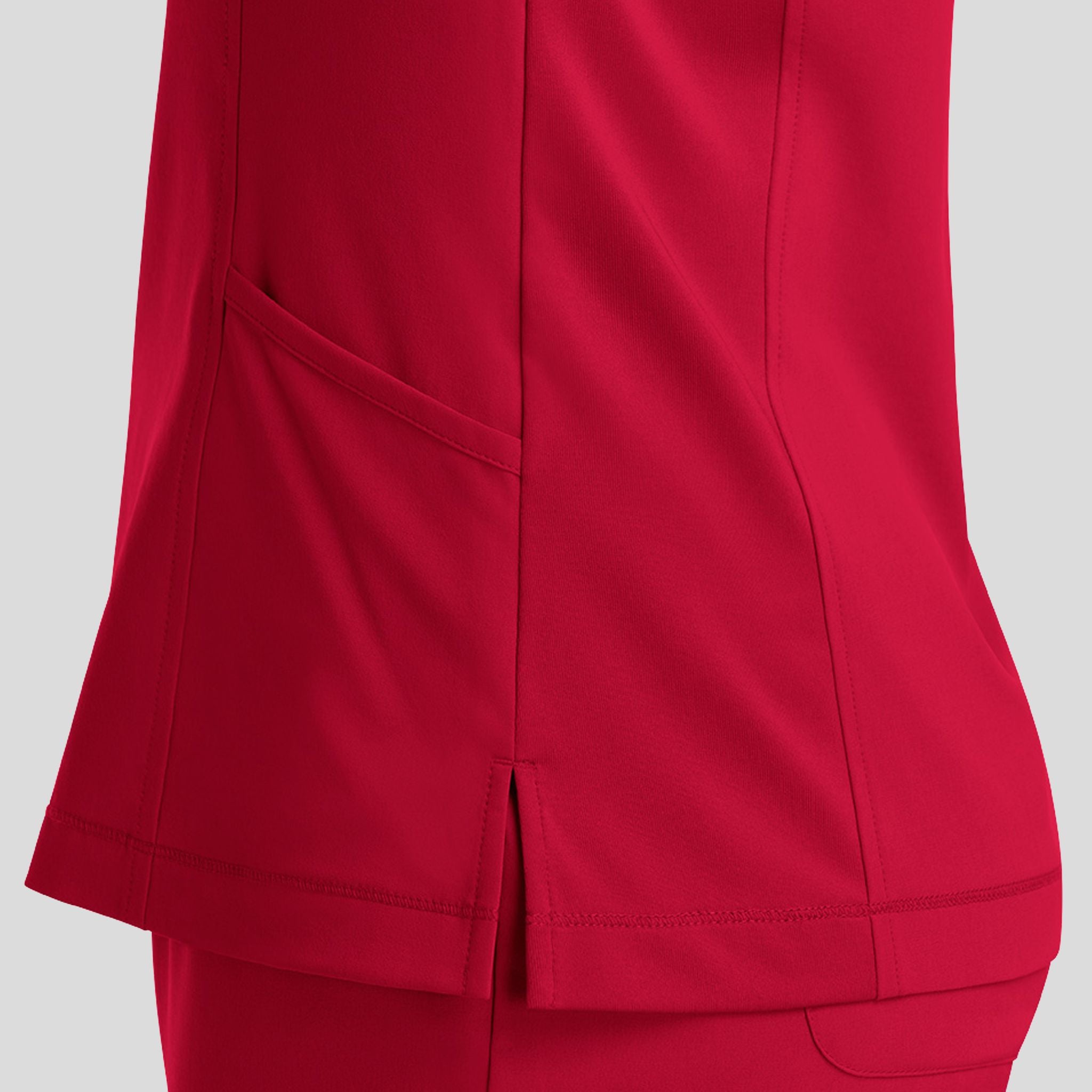 Notched Crew Neck Top | Red