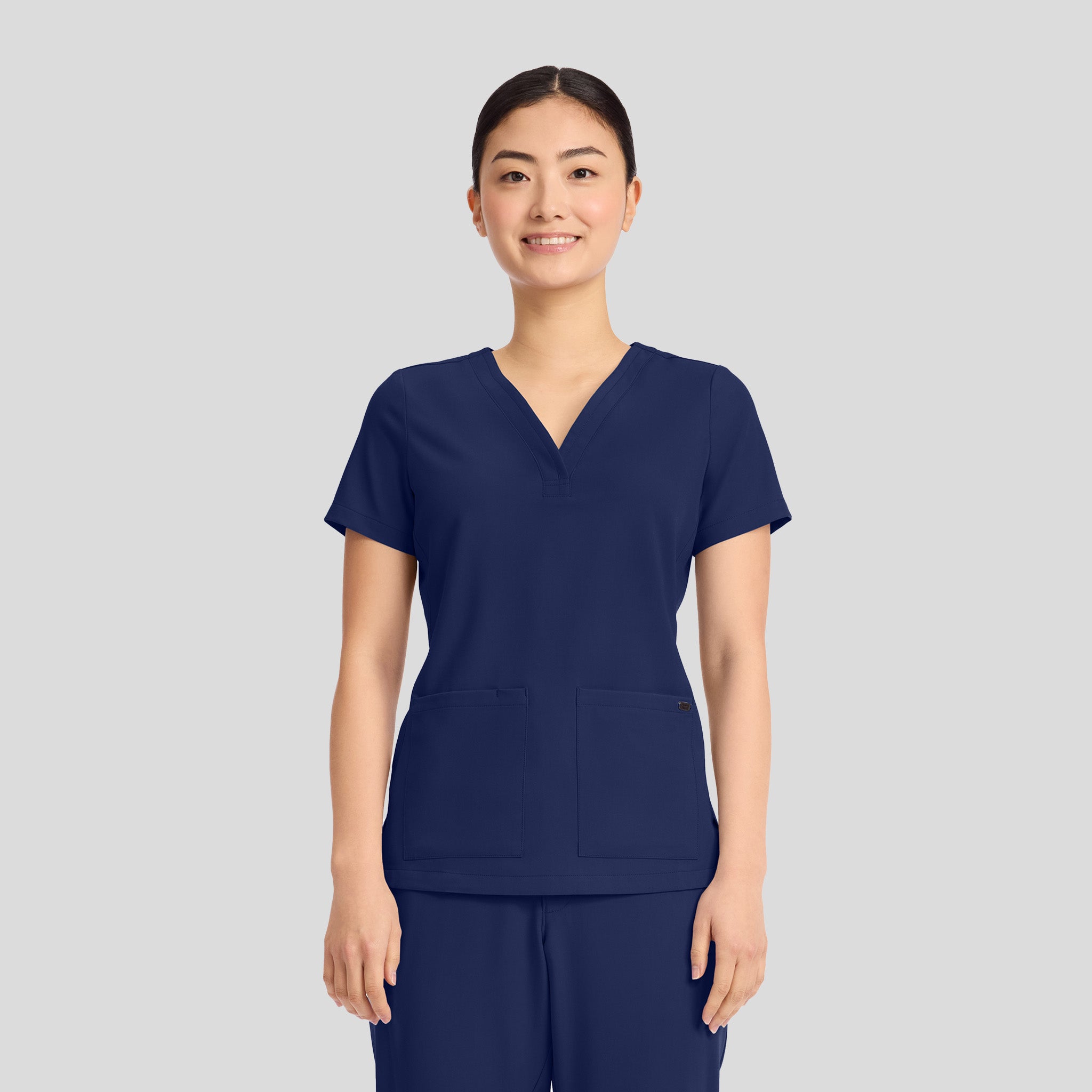 Women's Briana Y-Neck Scrub Top | Navy