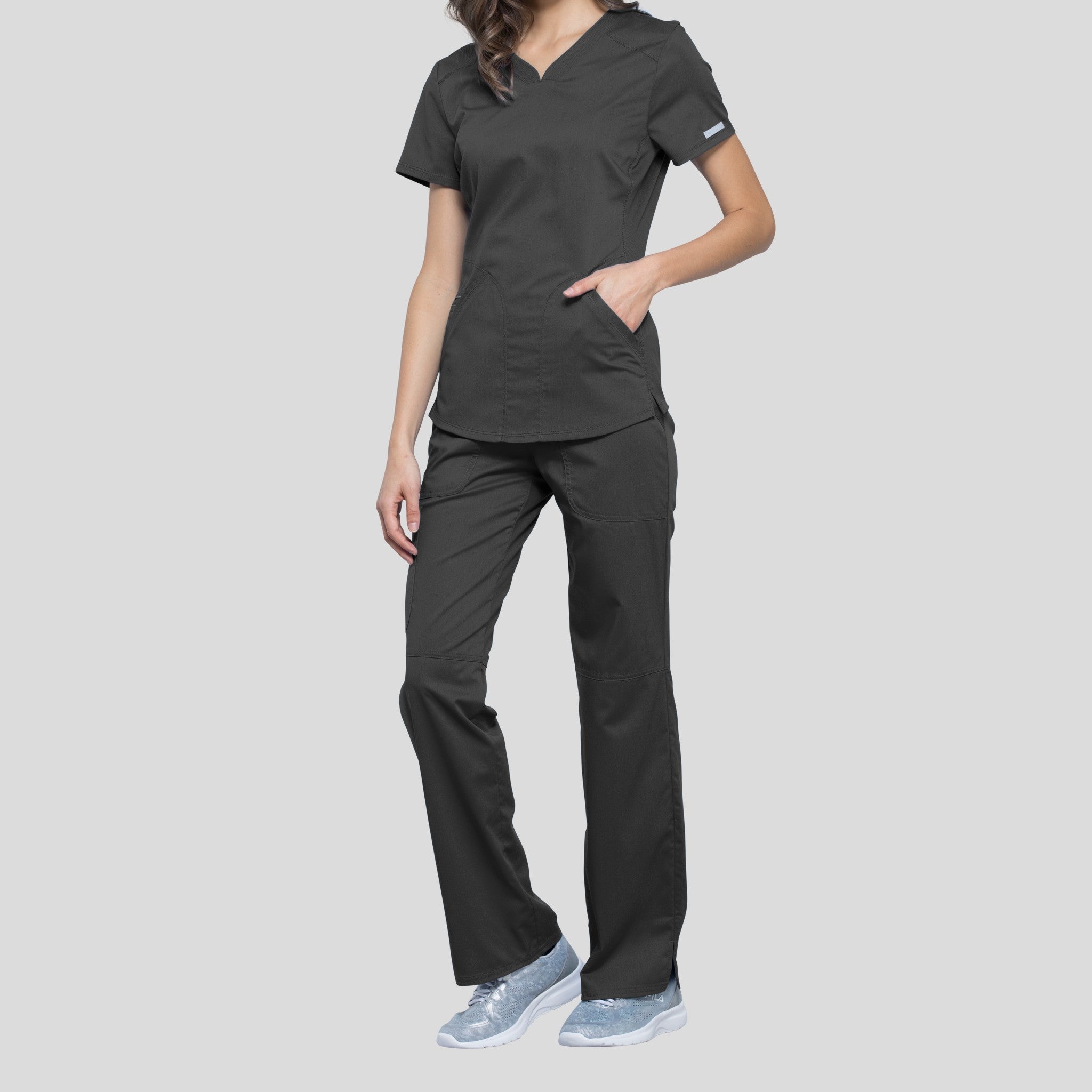 2-Pocket Sweetheart V-Neck | Pewter