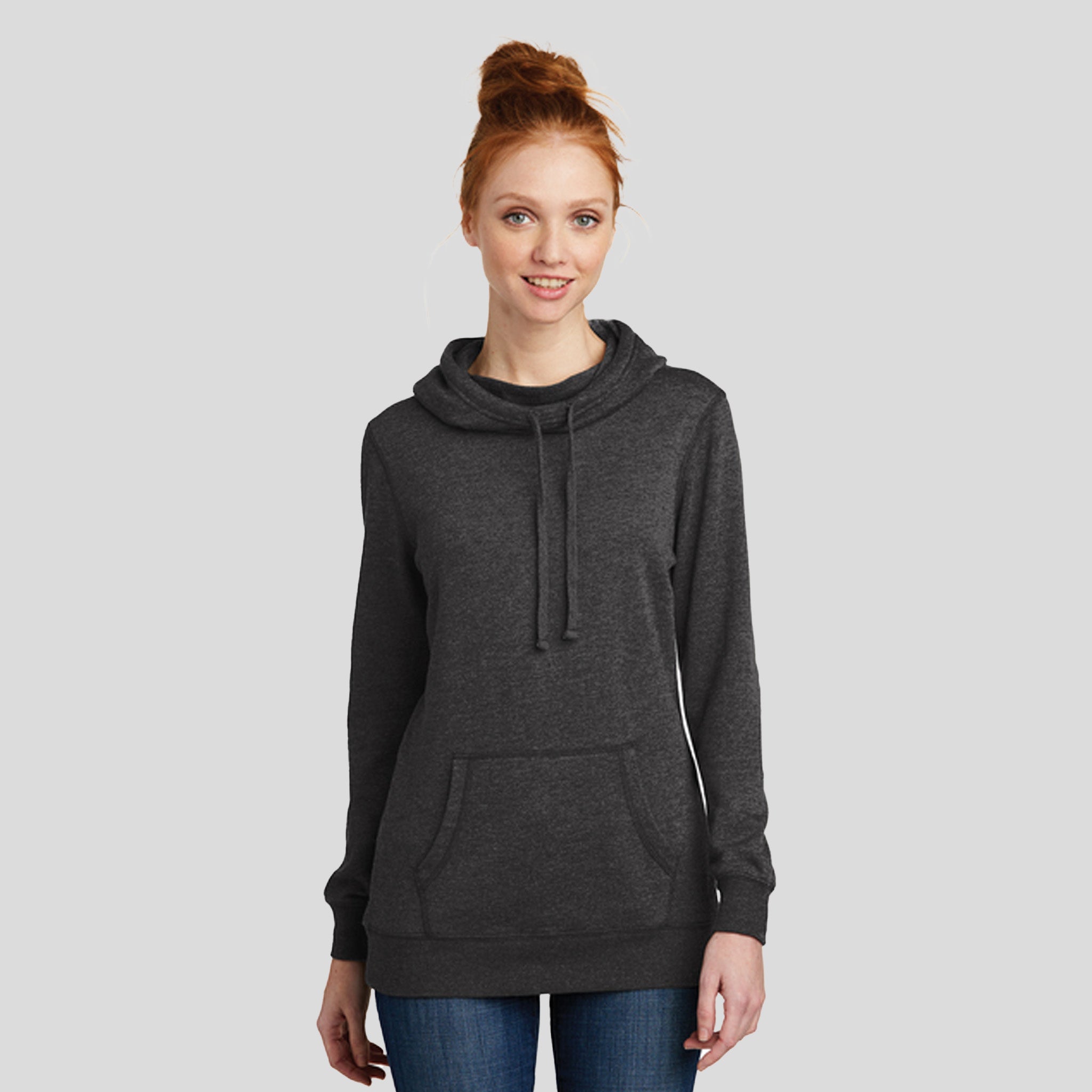 Womenβs Lightweight Fleece Hoodie | Heathered Black
