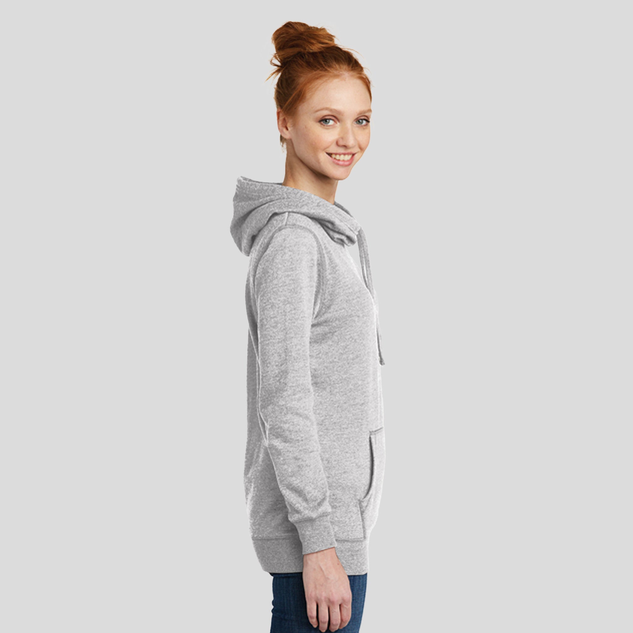 Womenβs Lightweight Fleece Hoodie | Heathered Grey