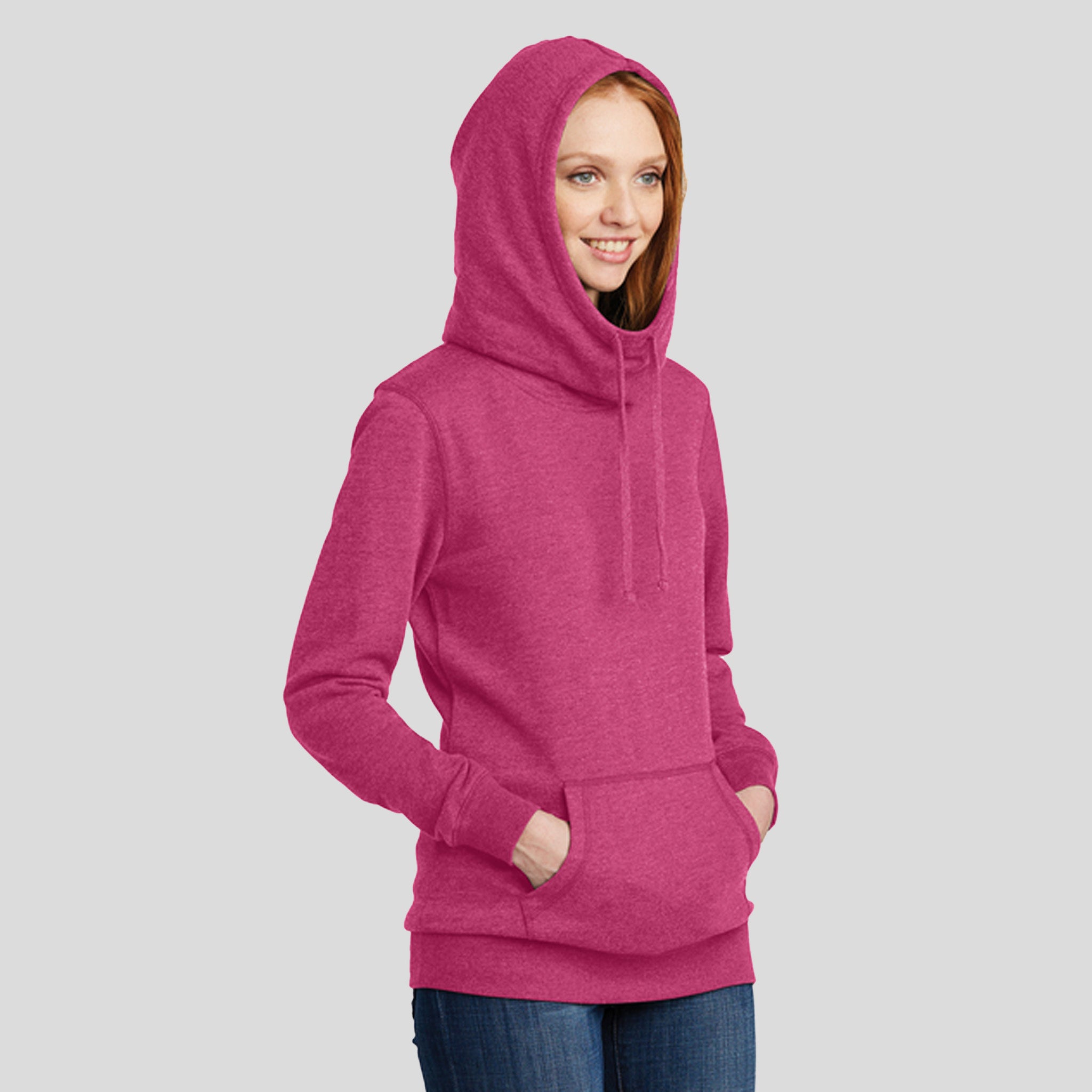 Womenβs Lightweight Fleece Hoodie | Heathered Pink Azalea