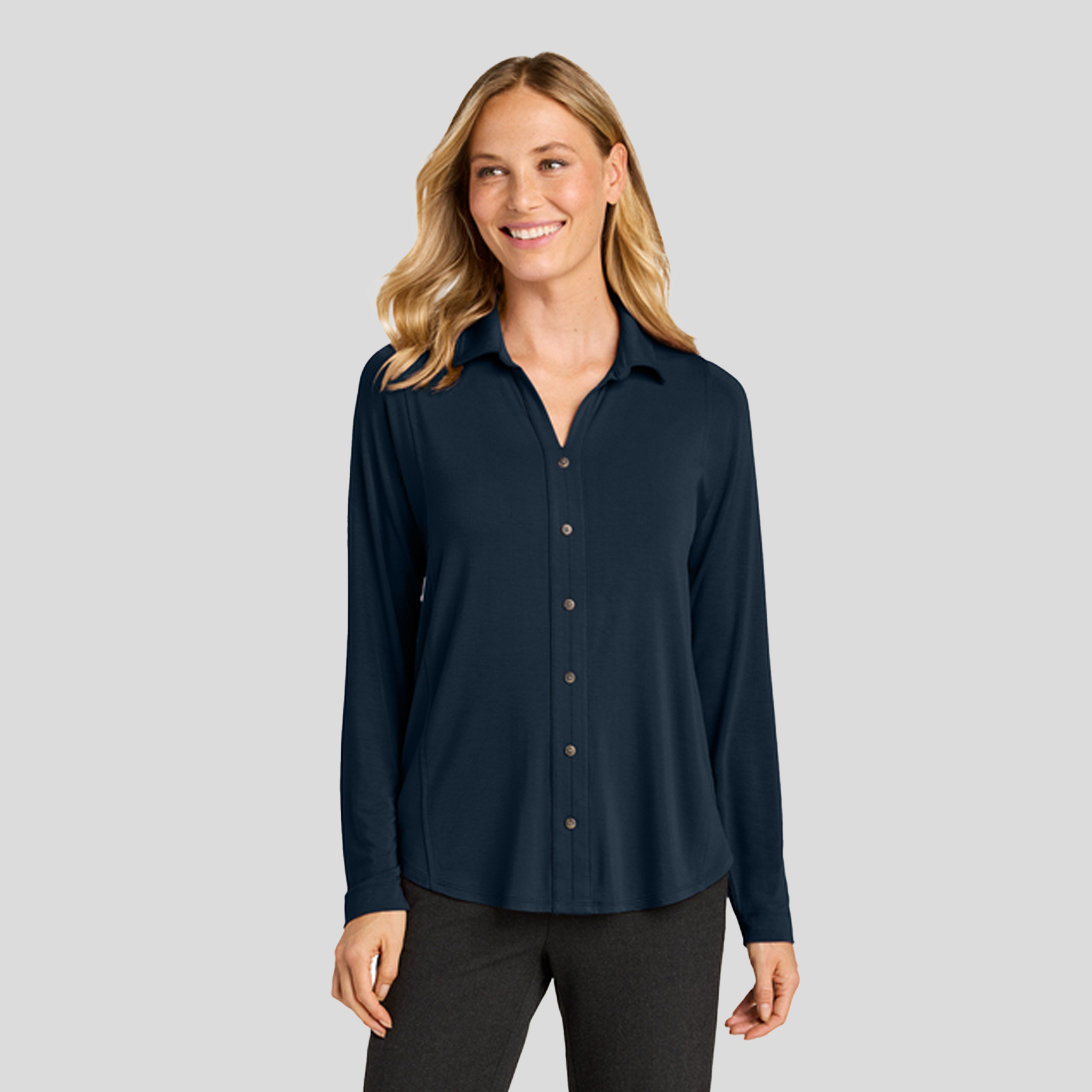 Womenβs Luxe Knit Button Tunic | River Blue Navy