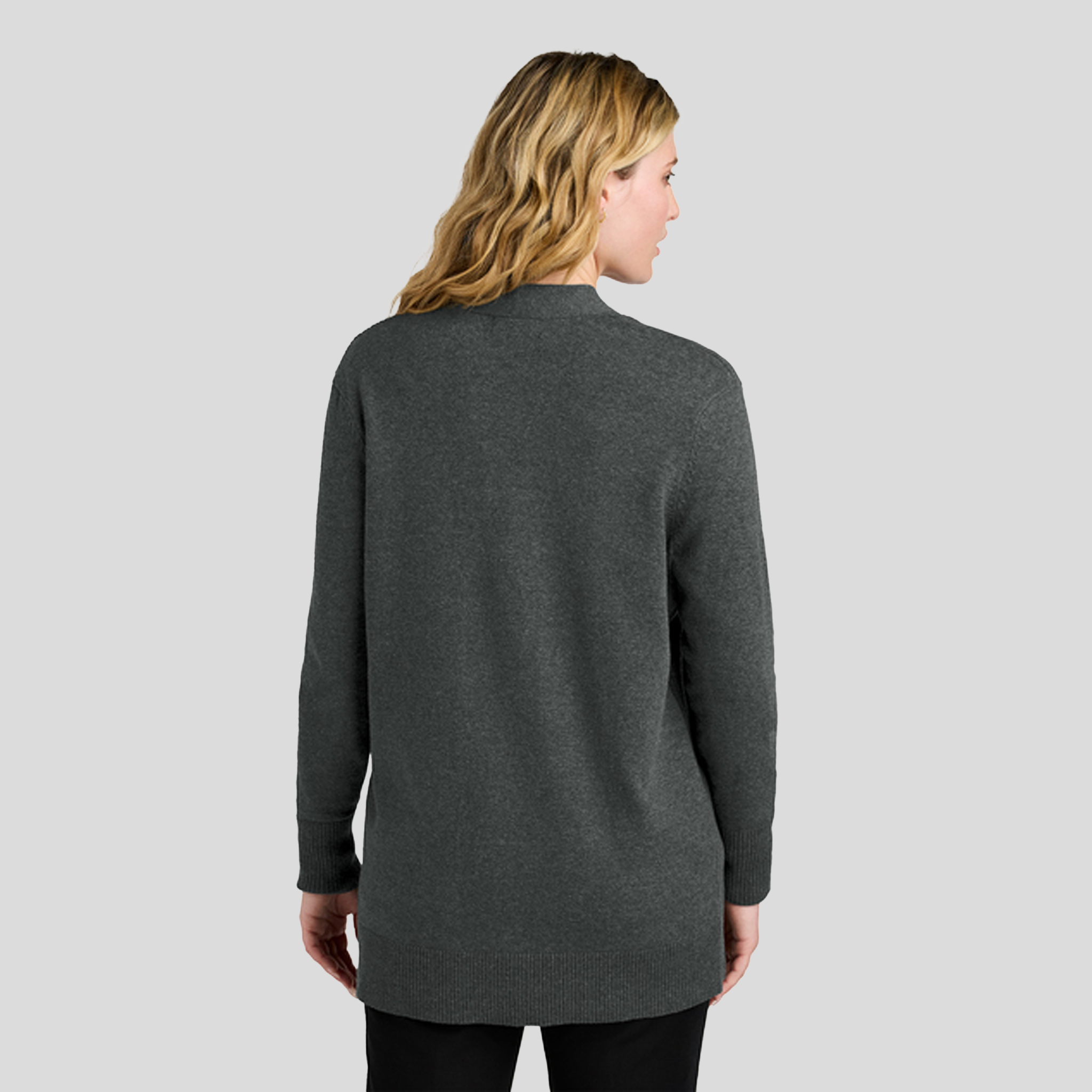 Womenβs Easy Care Open-Front Cardigan Sweater | Charcoal Heather