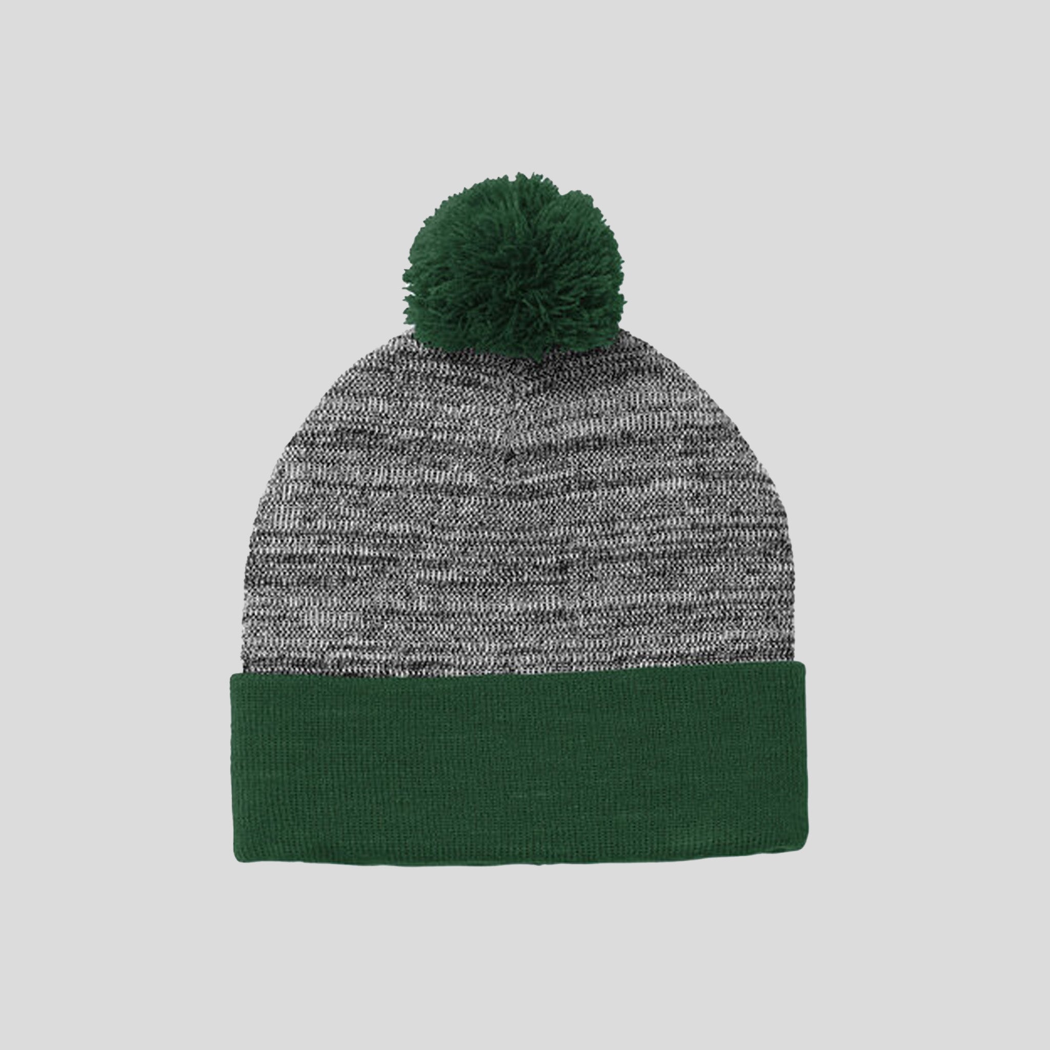 Heather Pom Pom Beanie | Forest Green/Grey Heather