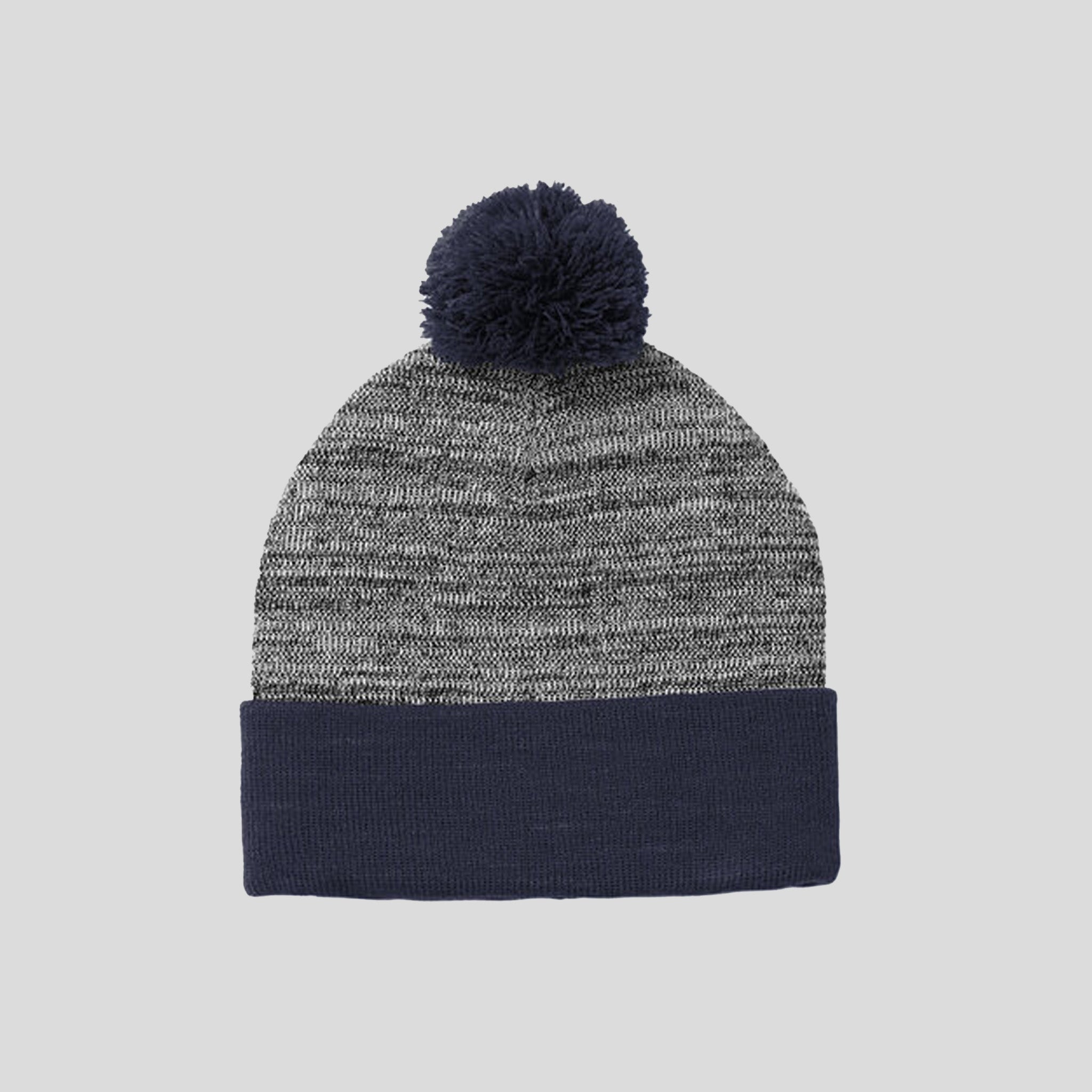 Heather Pom Pom Beanie | True Navy/Grey Heather