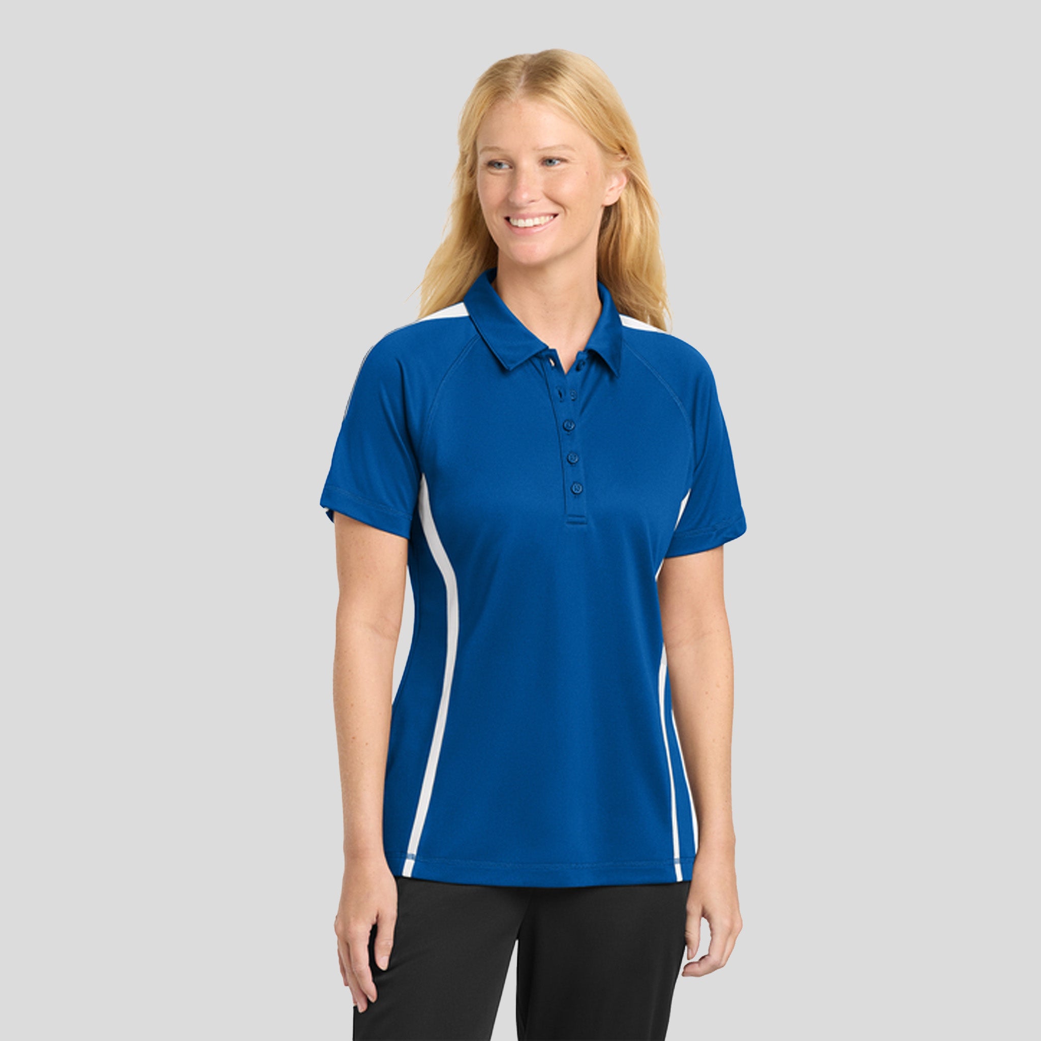 Women's PosiChargeยฎ Micro-Mesh Colorblock Polo | Royal/White