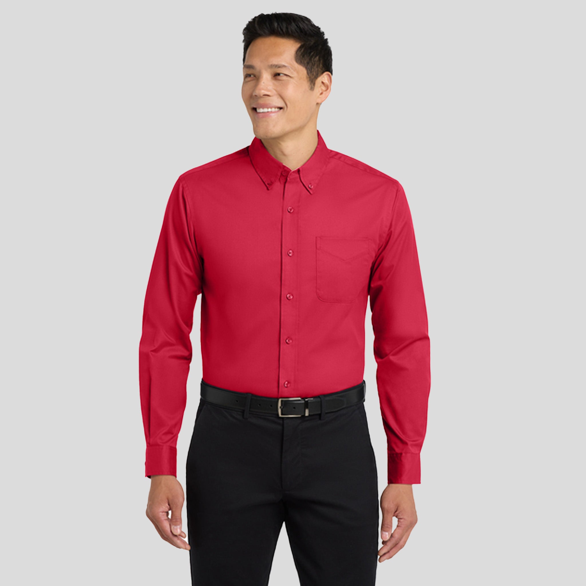 Long Sleeve Easy Care Shirt | Red/Light Stone
