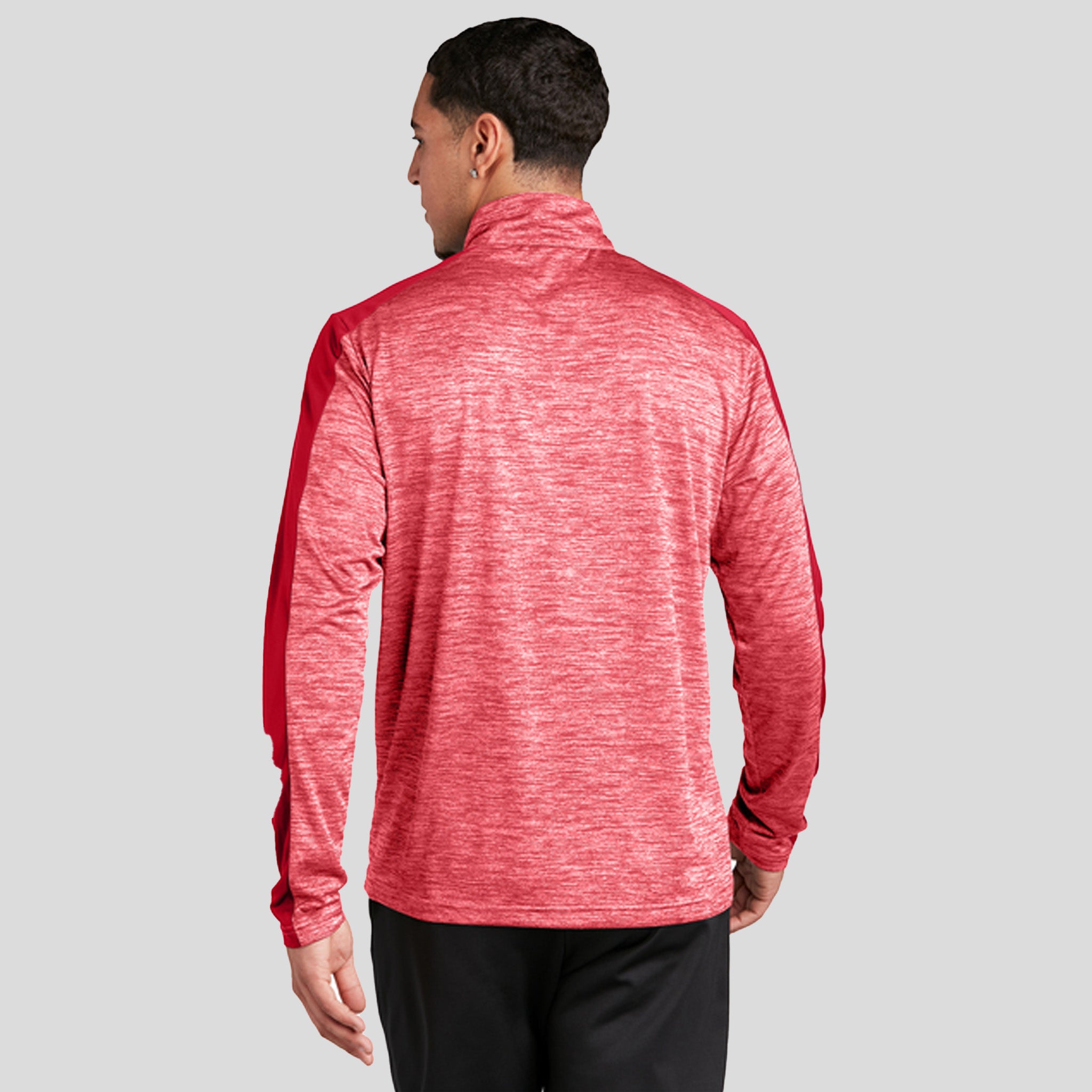 PosiChargeยฎ Electric Heather Colorblock 1/4-Zip Pullover | Deep Red Electric/Deep Red