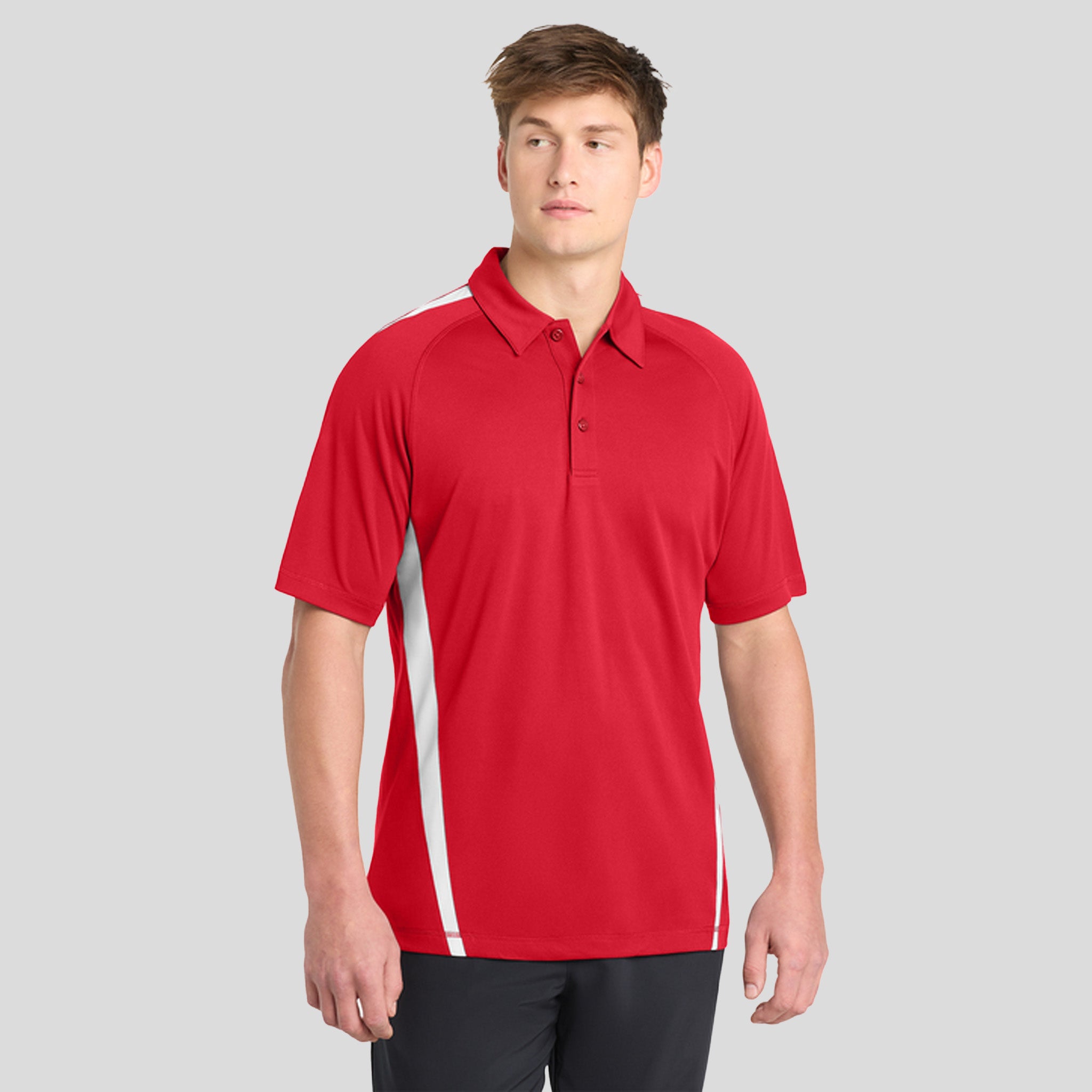 PosiChargeยฎ Micro-Mesh Colorblock Polo | Red/White