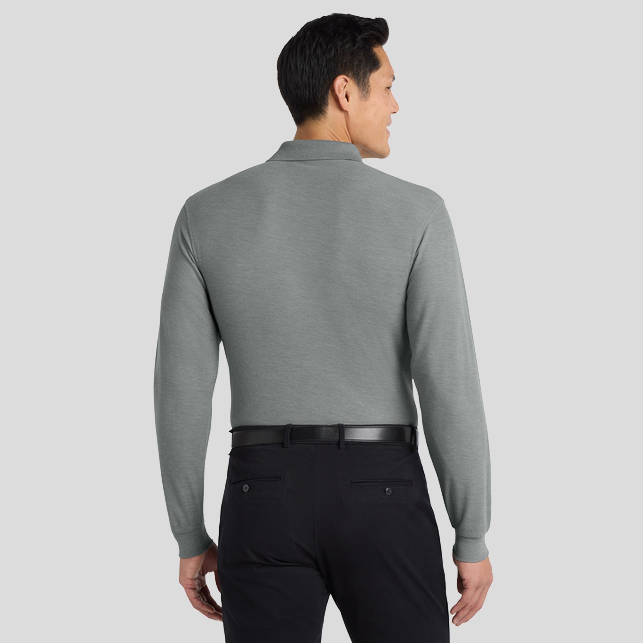 Tall Silk Touch Long Sleeve Polo | Cool Grey