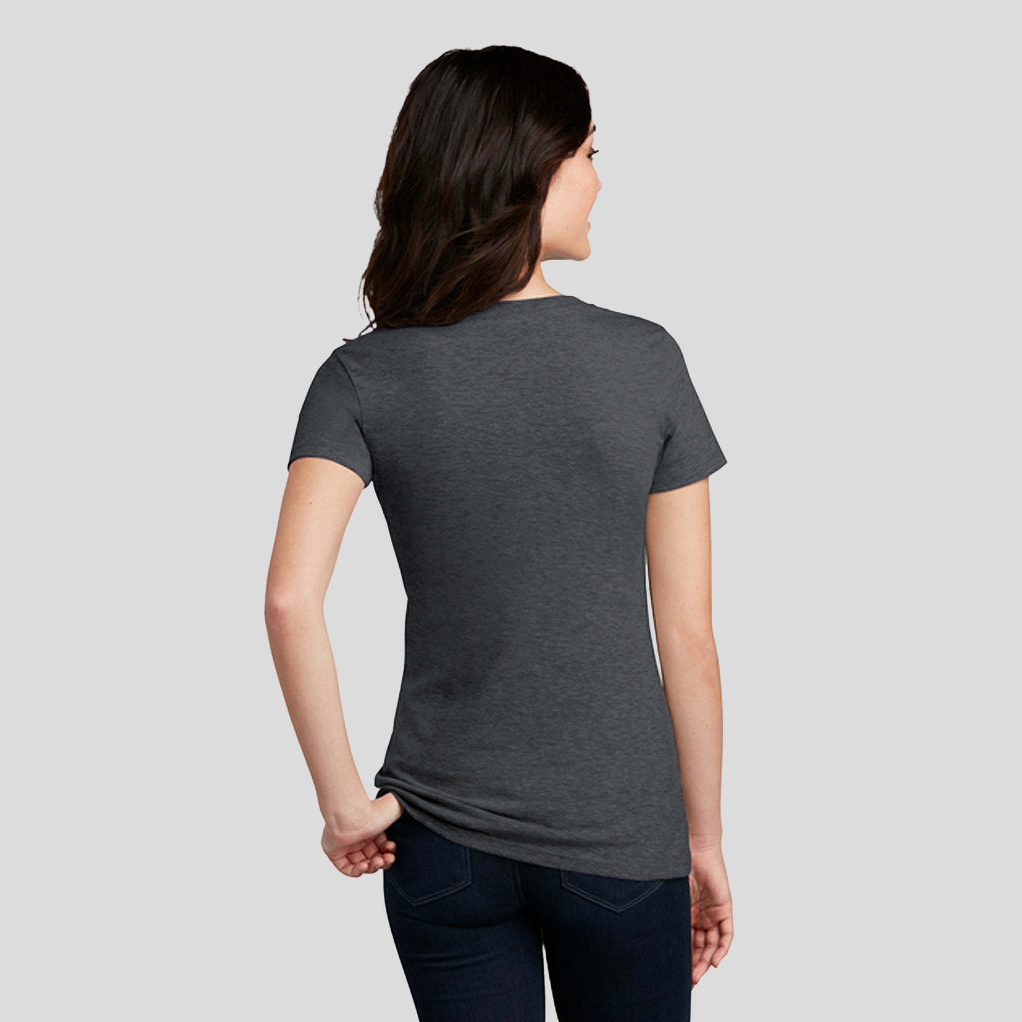 Womenโs Perfect Blendยฎ CVC V-Neck Tee | Heathered Charcoal