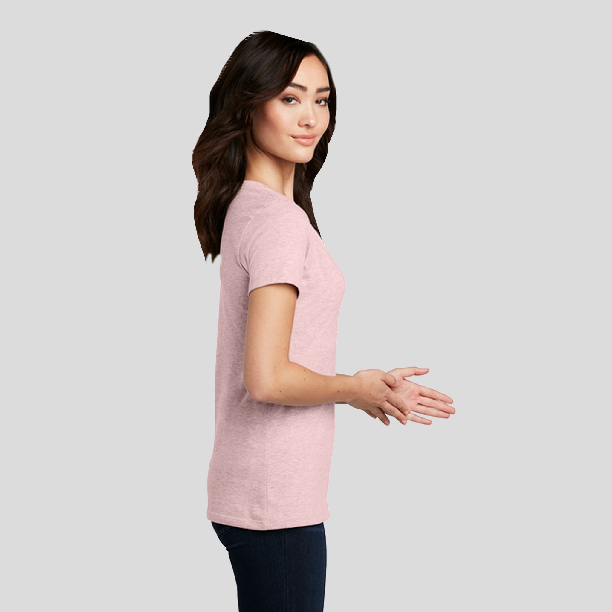 Womenโs Perfect Blendยฎ CVC V-Neck Tee | Heathered Lavender