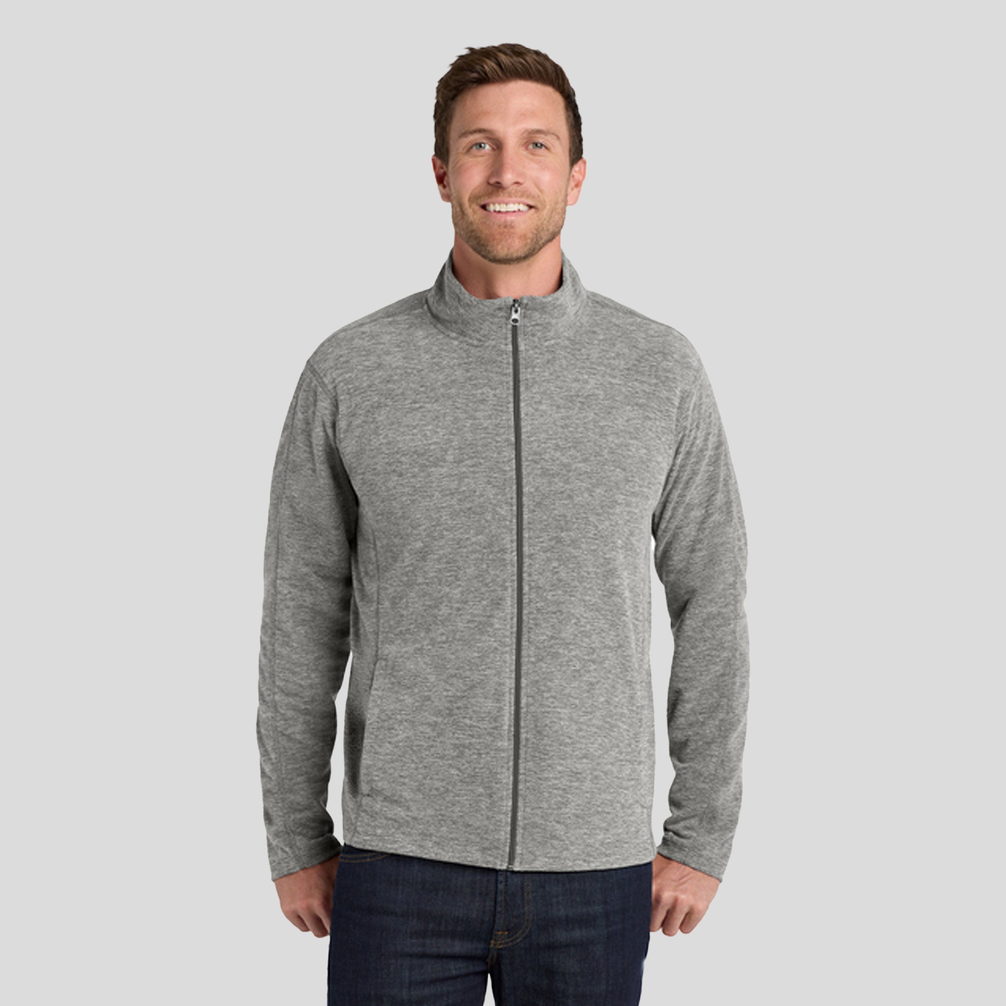 Heather Microfleece Full-Zip Jacket | Pearl Grey Heather