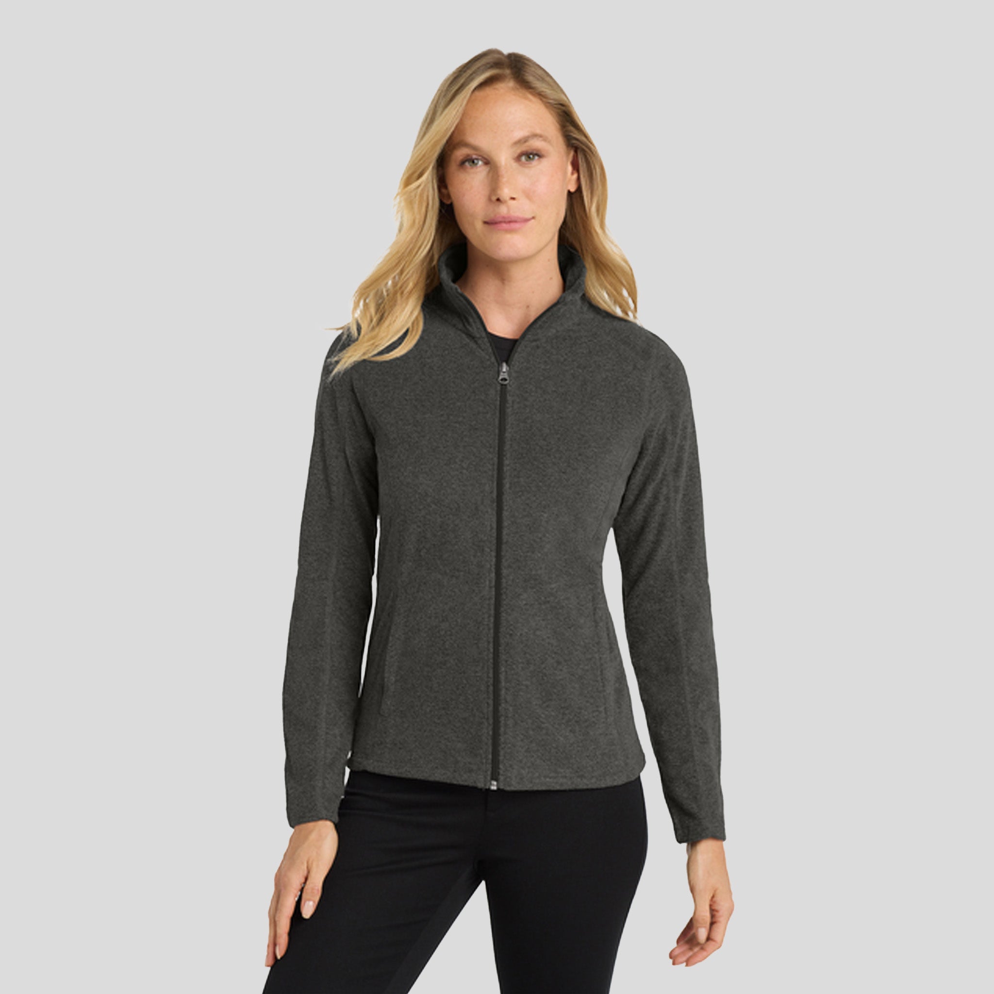 Women's Heather Microfleece Full-Zip Jacket | Black Charcoal Heather