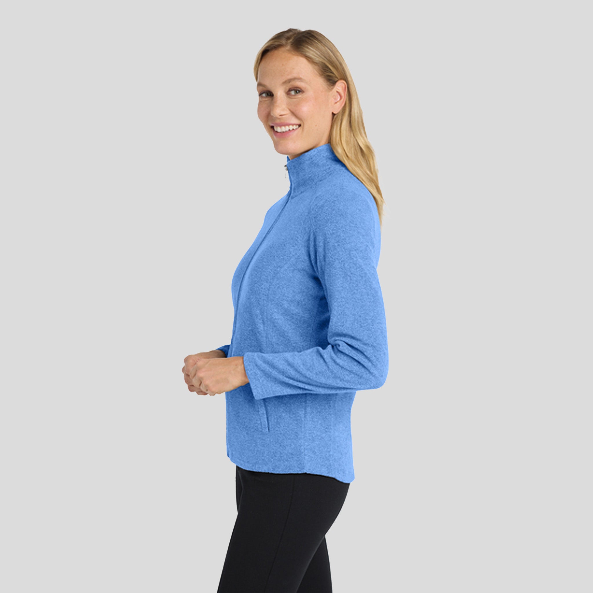 Women's Heather Microfleece Full-Zip Jacket | Light Royal Heather