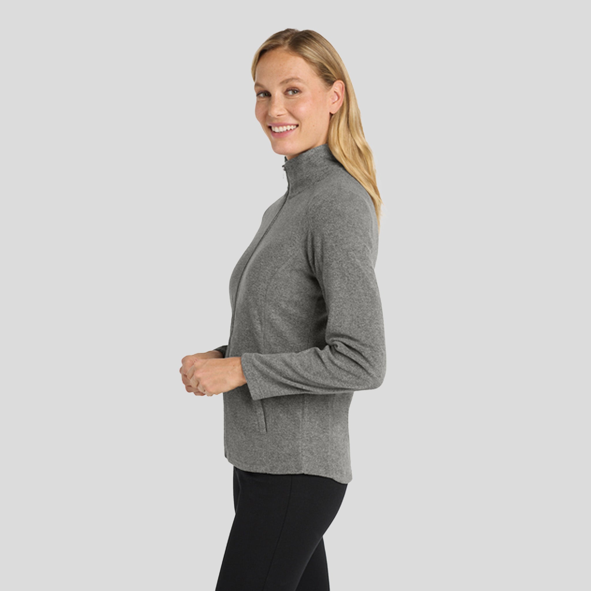 Women's Heather Microfleece Full-Zip Jacket | Pearl Grey Heather