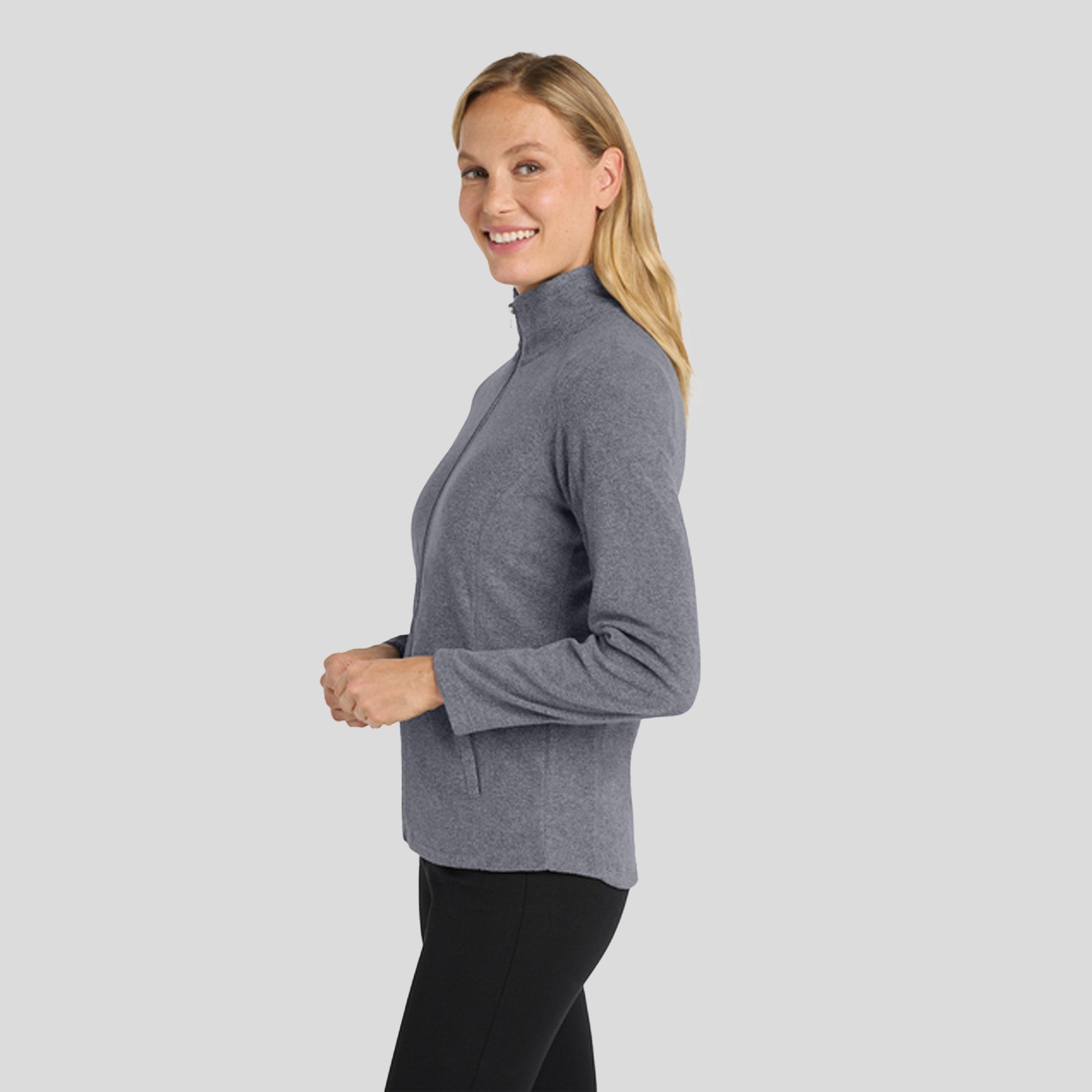 Women's Heather Microfleece Full-Zip Jacket | True Navy Heather