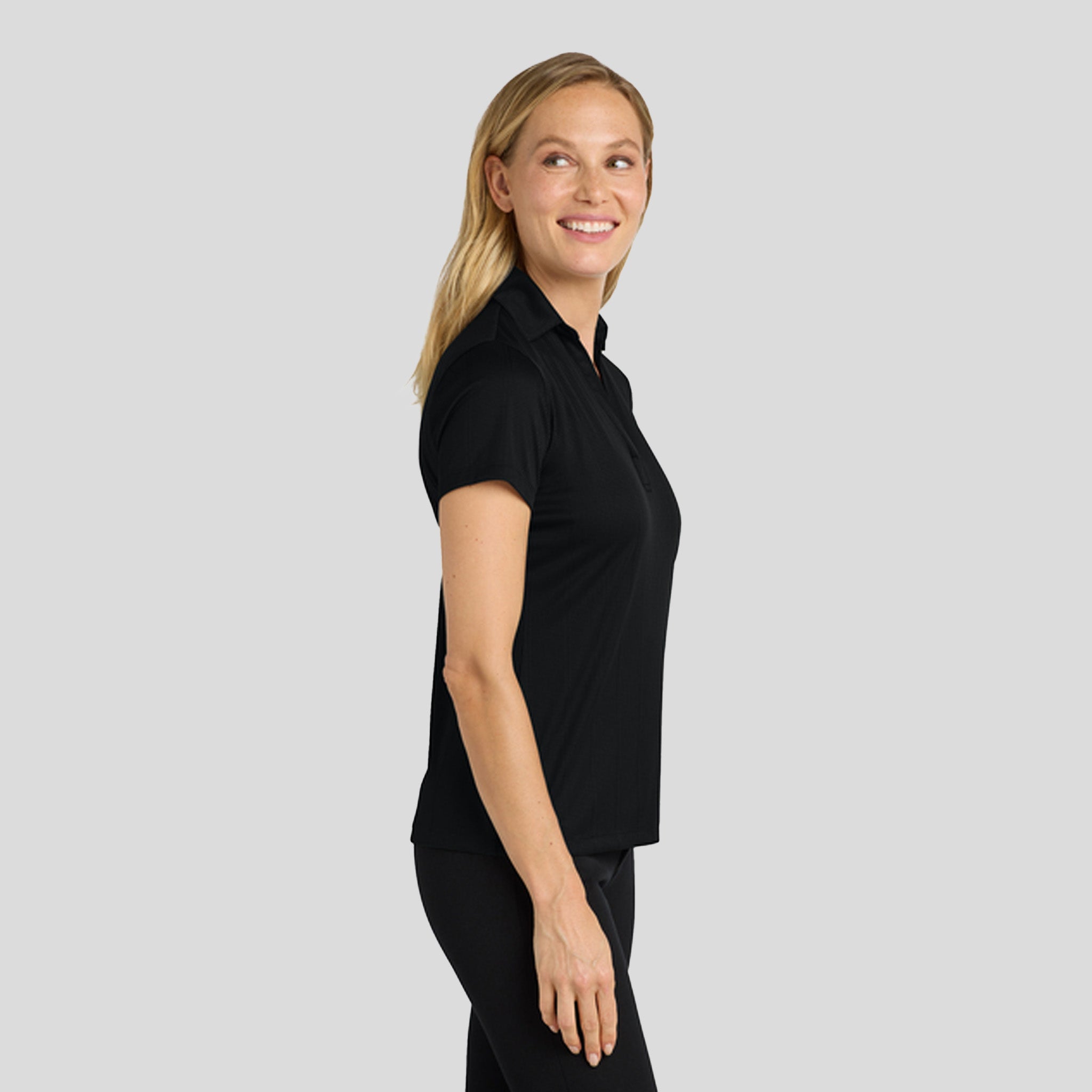 Women's Performance Fine Jacquard Polo | Black
