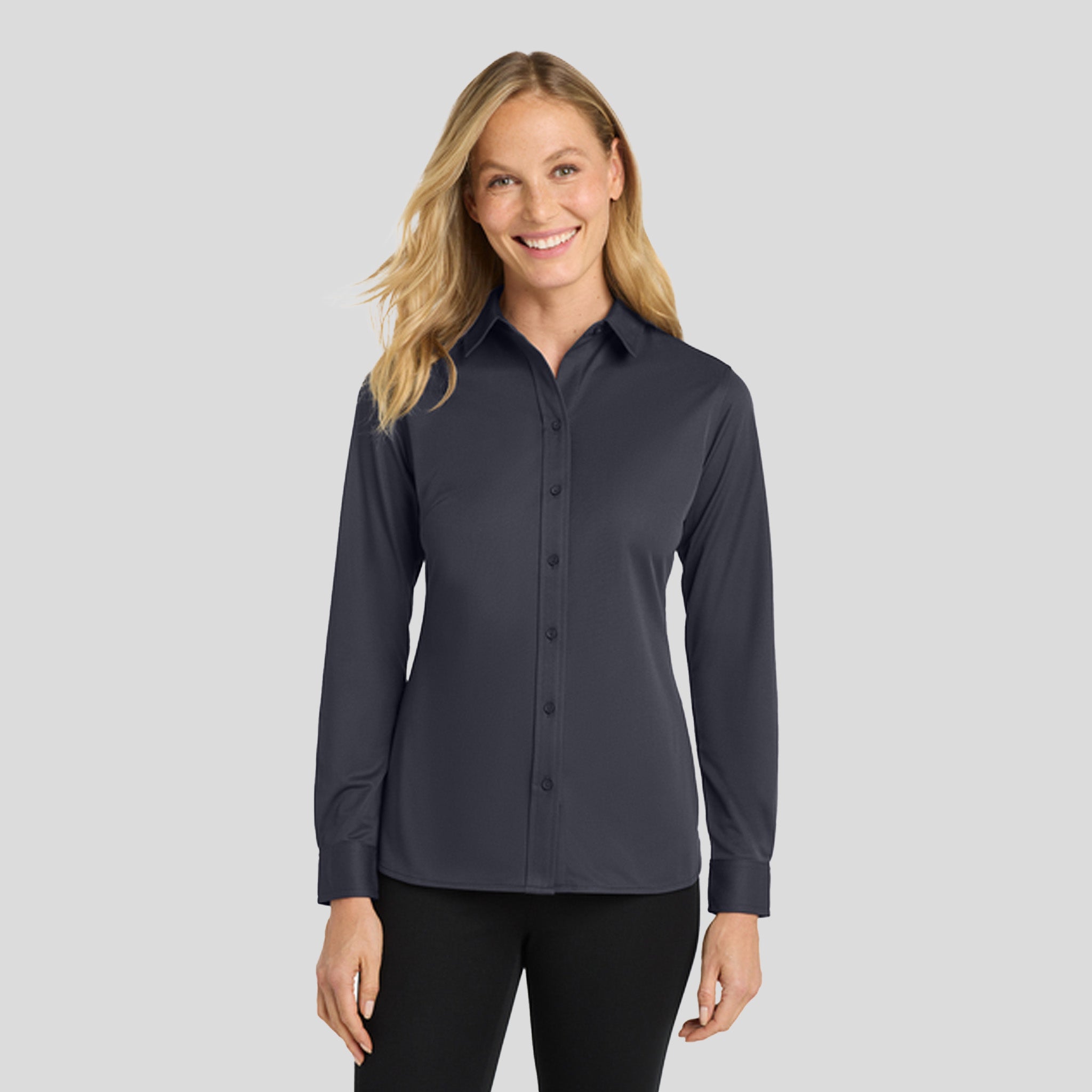 Women's Dimension Knit Dress Shirt | Battleship Grey