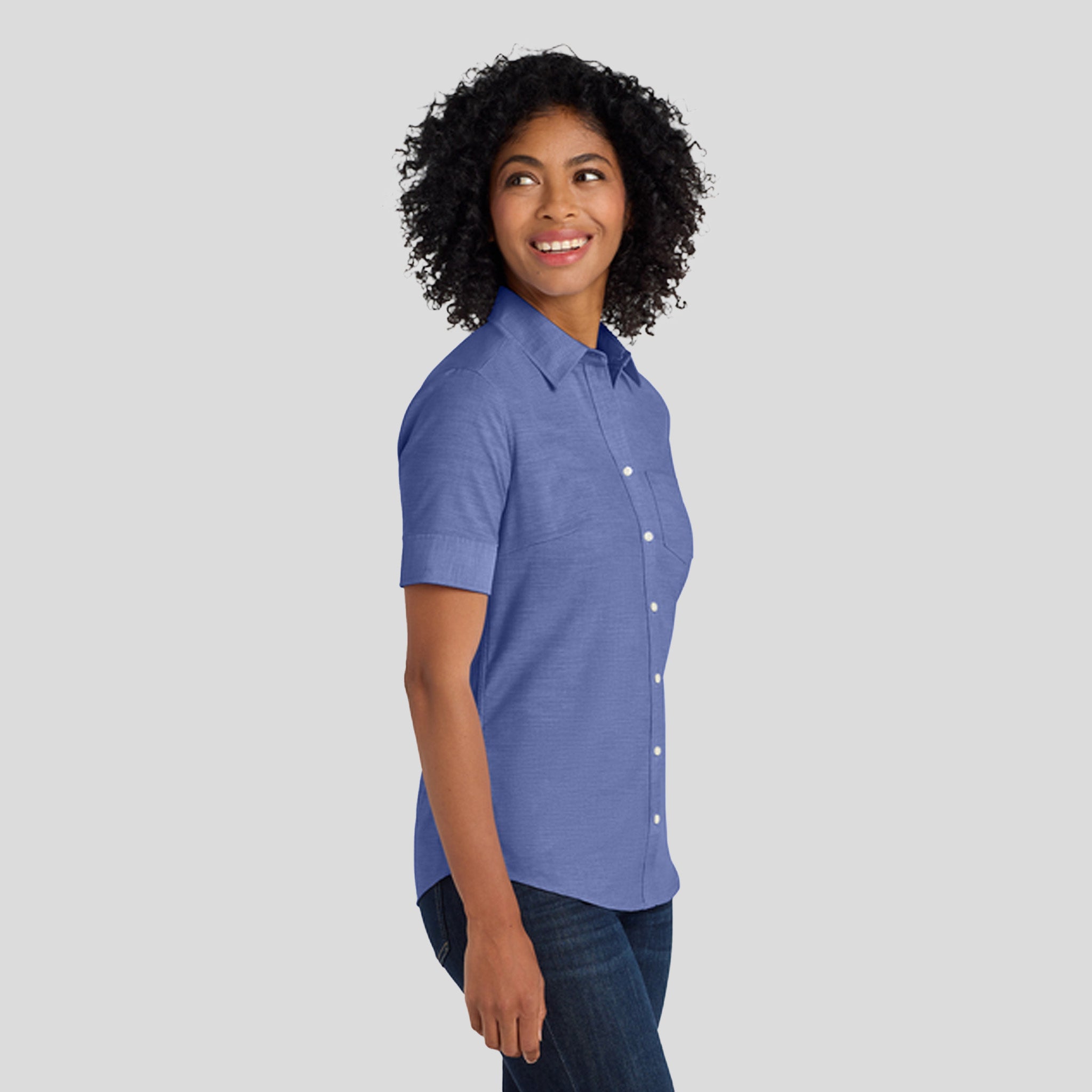 Women's Short Sleeve SuperProβ’ Oxford Shirt | Navy
