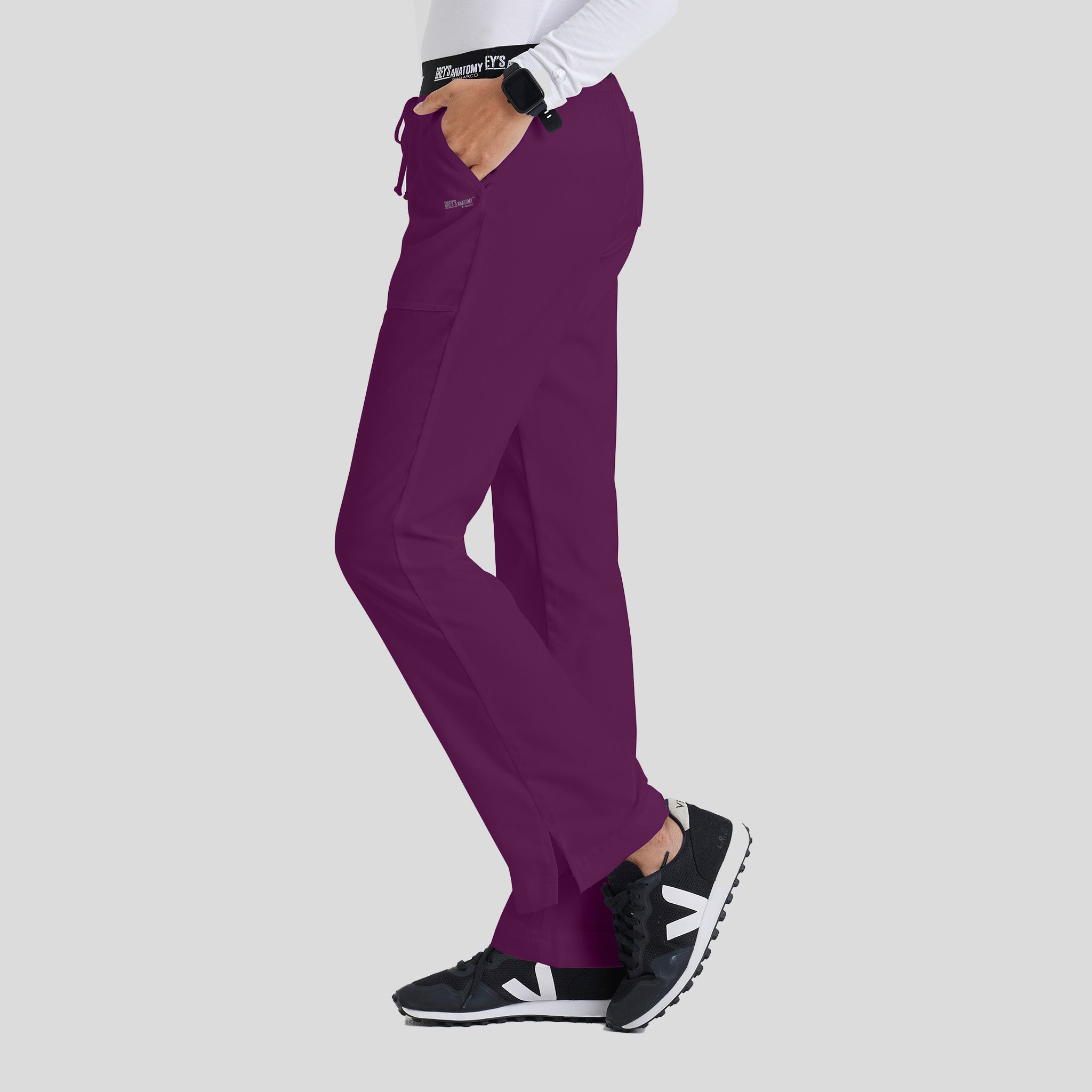 Aubrey 3-Pocket Low-Rise Flared Leg Scrub Pant | Wine