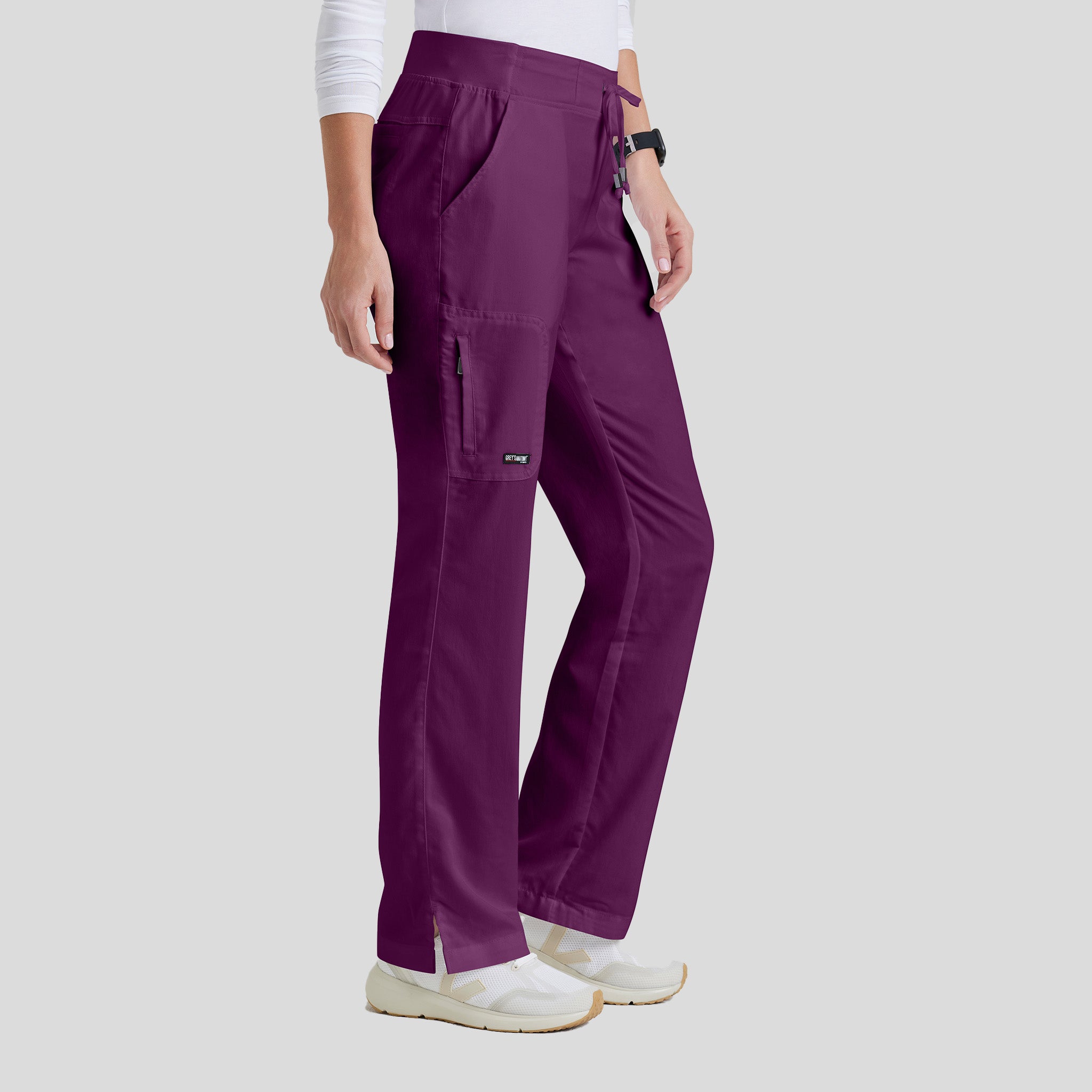 Mia 6-Pocket Low-Rise Straight Leg Scrub Pant | Wine