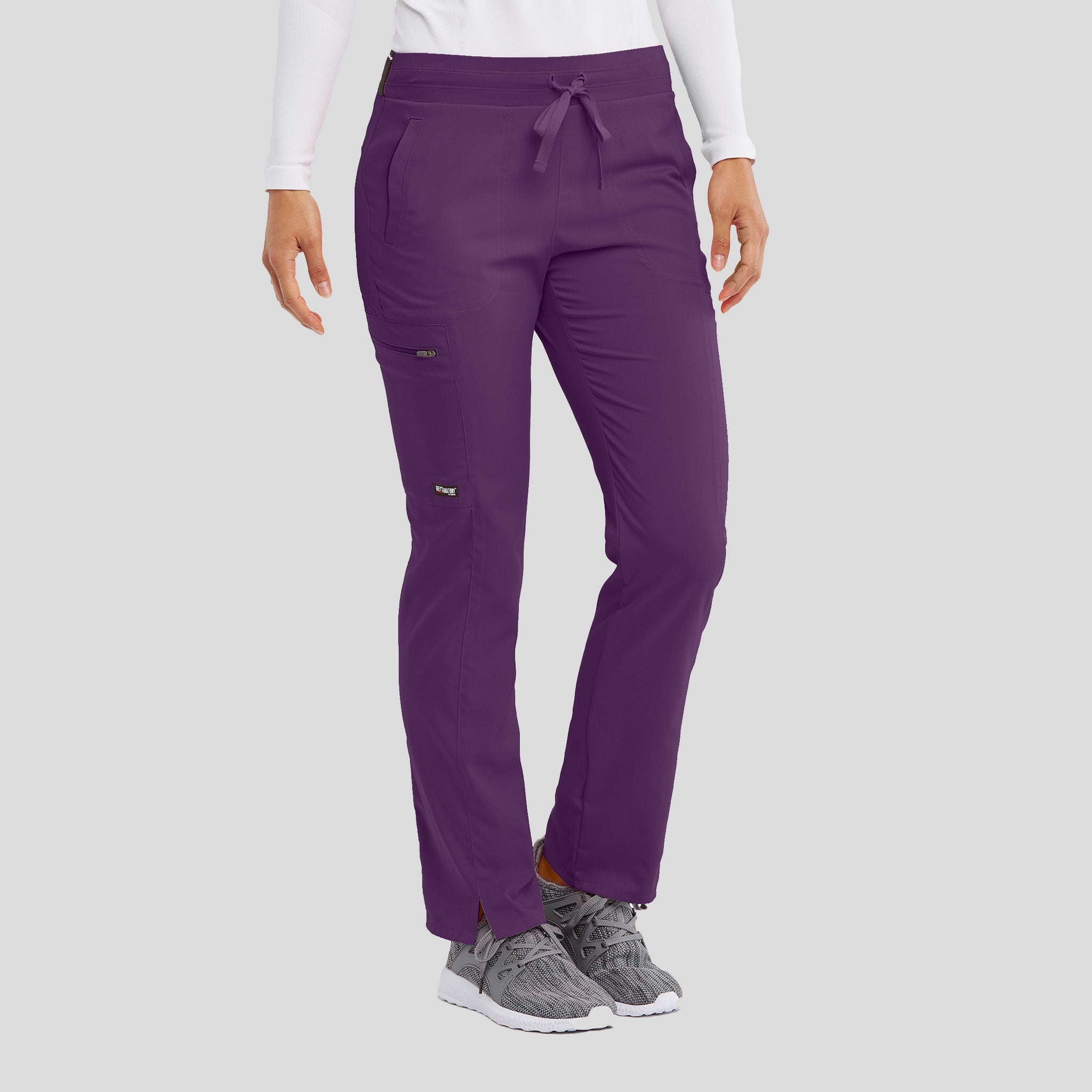 Kim 3-Pocket Mid-Rise Straight Leg Scrub Pant | Eggplant