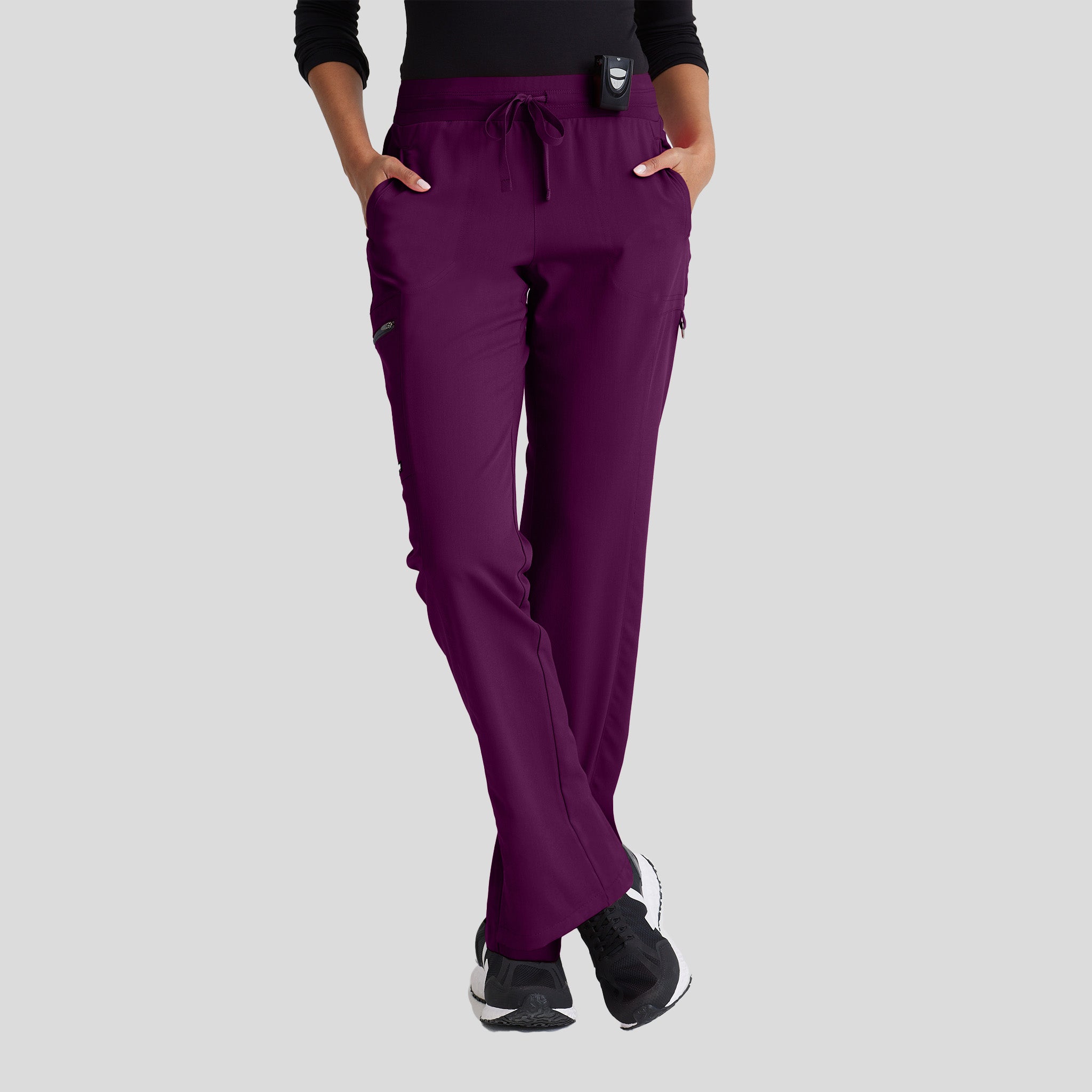 Kim 3-Pocket Mid-Rise Straight Leg Scrub Pant | Wine