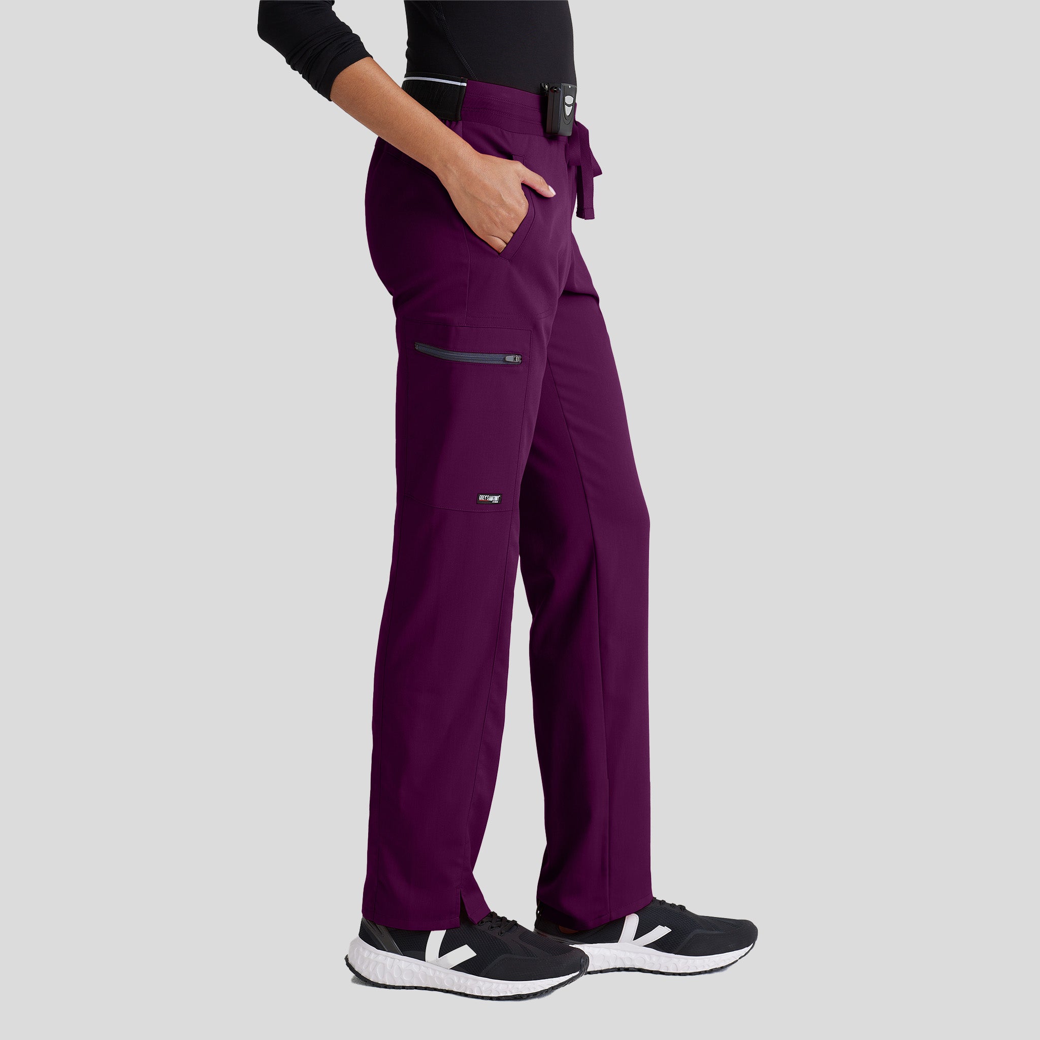Kim 3-Pocket Mid-Rise Straight Leg Scrub Pant | Wine