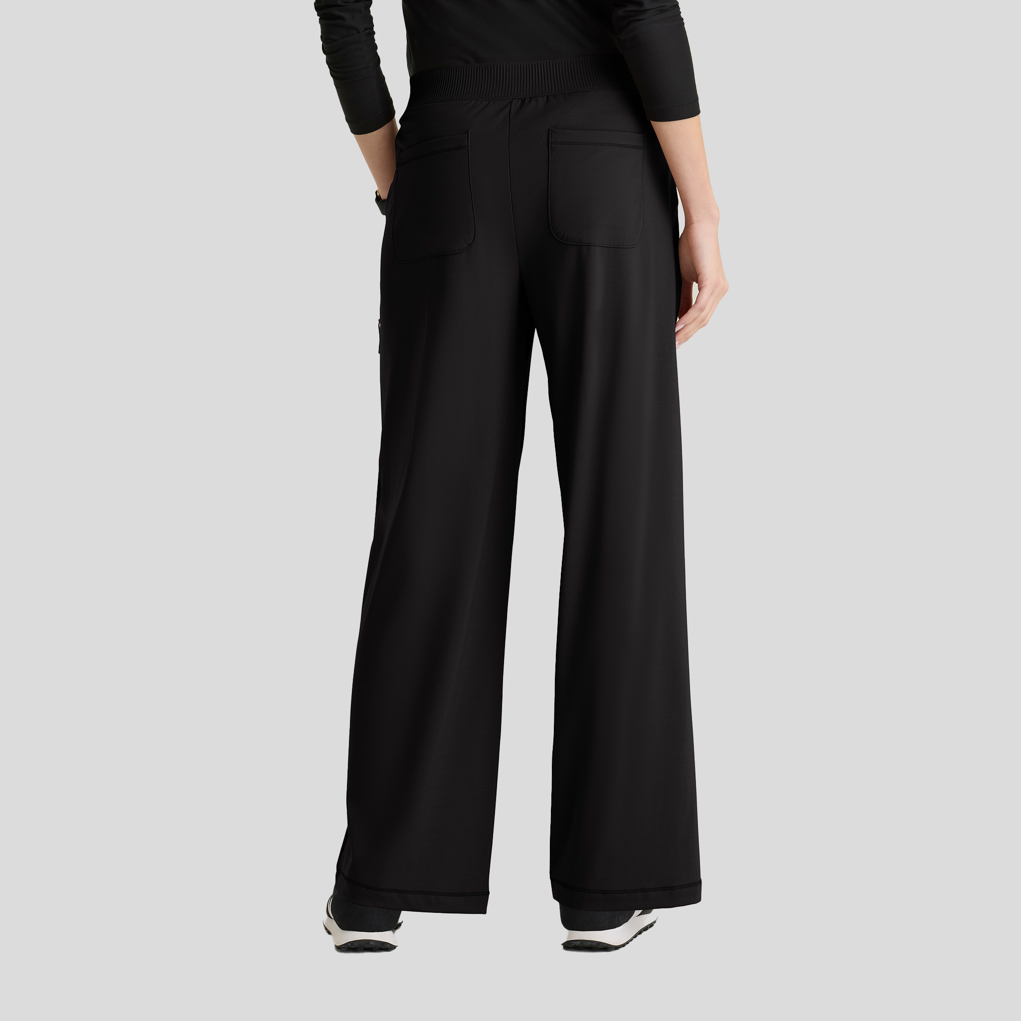 Crystal 7-Pocket Elastic Waistband Wide Leg Pant | Black