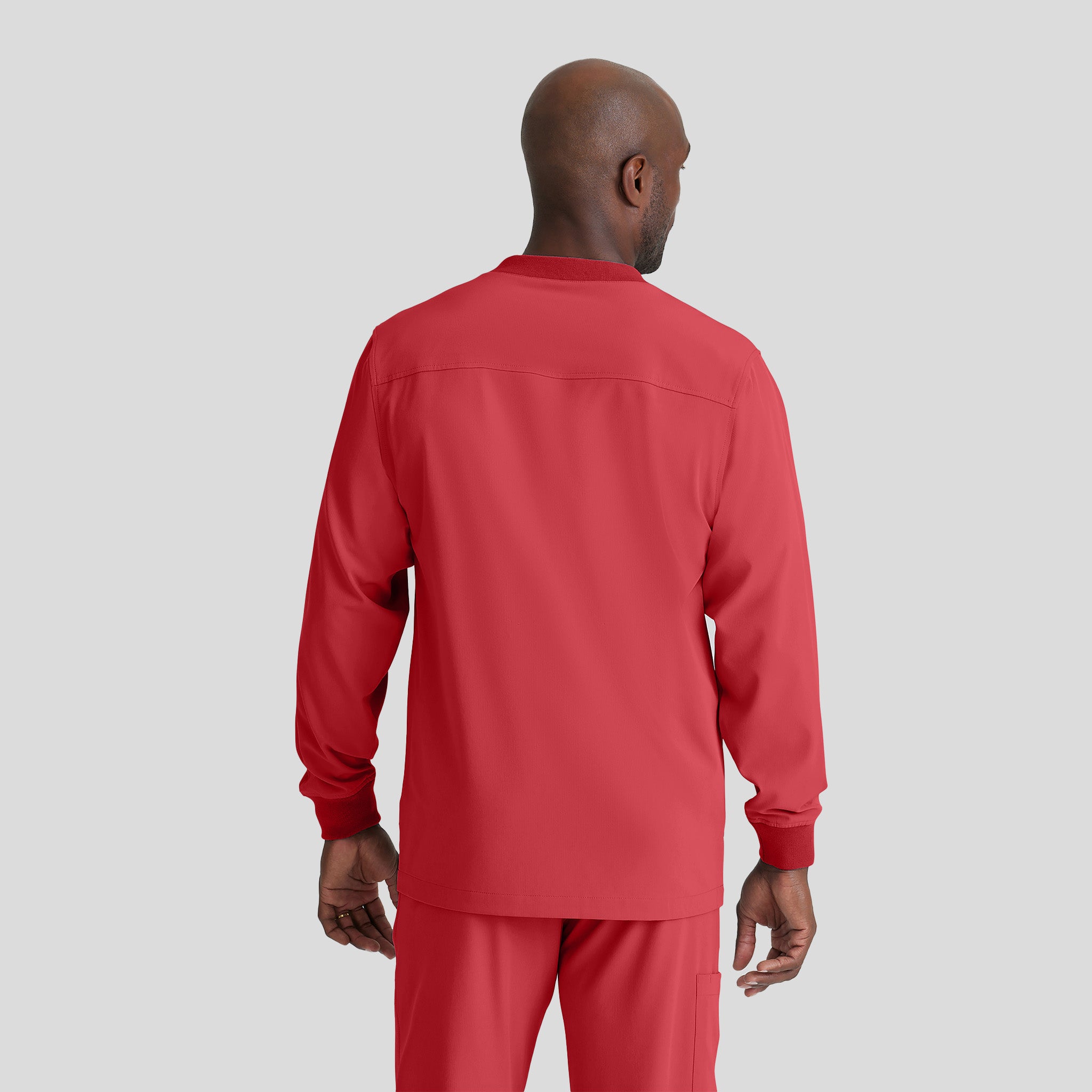 Men's Structure 3-Pocket Crewneck Warmup Scrub Jacket | Red