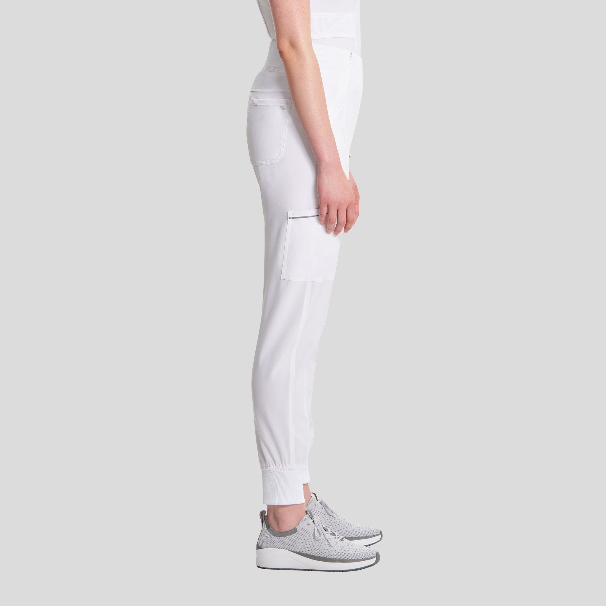 Infinity Elastic Waistband Jogger Scrub Pant | White