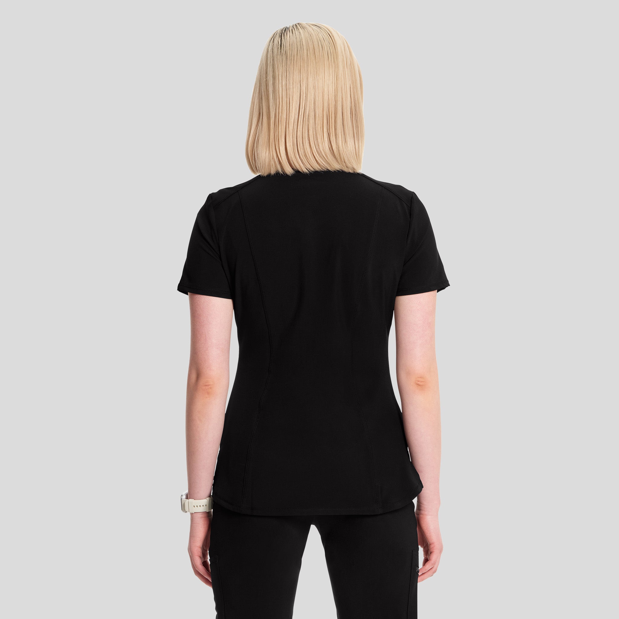 Infinity V-Neck Solid Scrub Top | Black